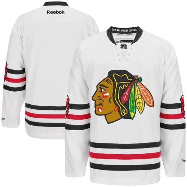 Mens Chicago Blackhawks Reebok White 2015 Winter Classic Premier Jersey - vstockx