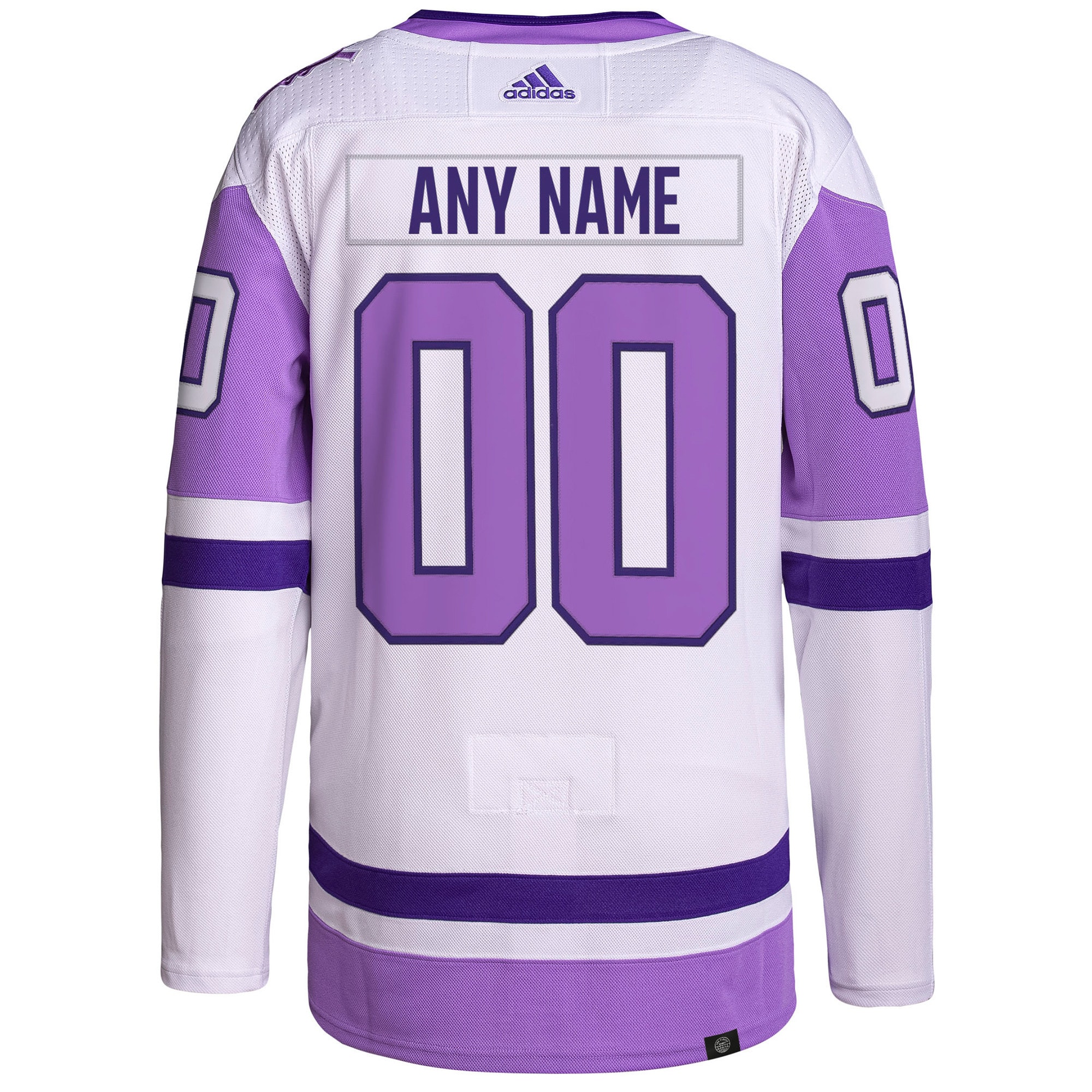 San Jose Sharks adidas Hockey Fights Cancer Primegreen Authentic Custom Jersey - White/Purple - vstockx