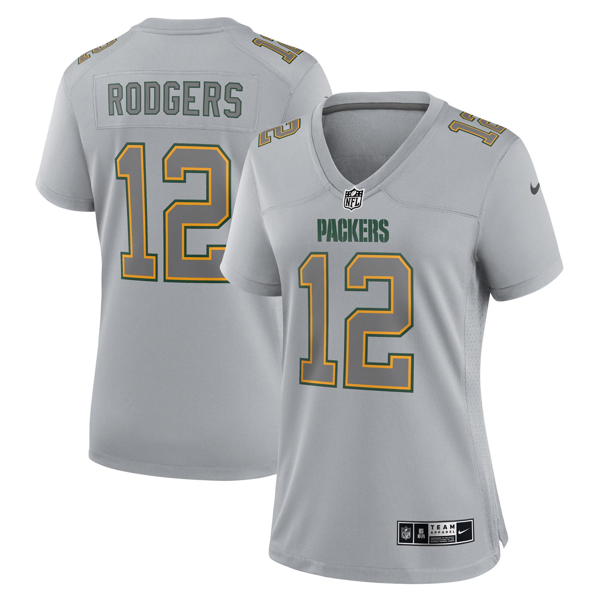 Aaron Rodgers Green Bay Packers Nike Women's Atmosphere Fashion Game Jersey - Gray - vstockx