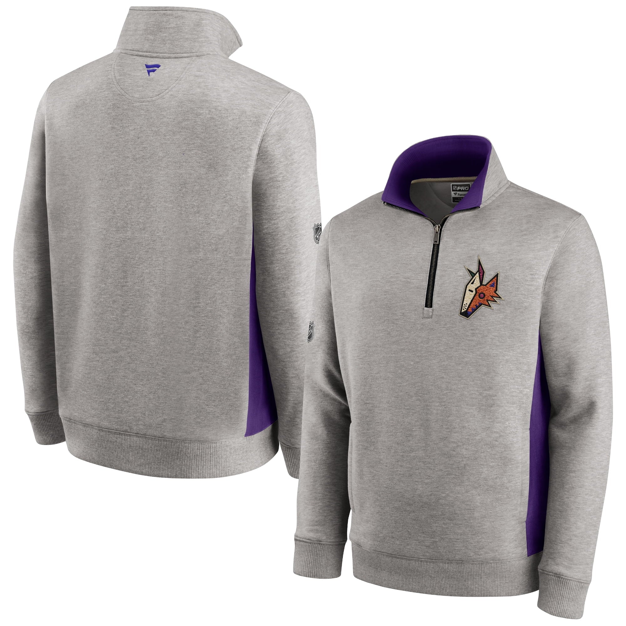 Men's Fanatics Branded Heather Gray/Purple Arizona Coyotes Special Edition Archival Throwback Fleece Quarter-Zip - vstockx