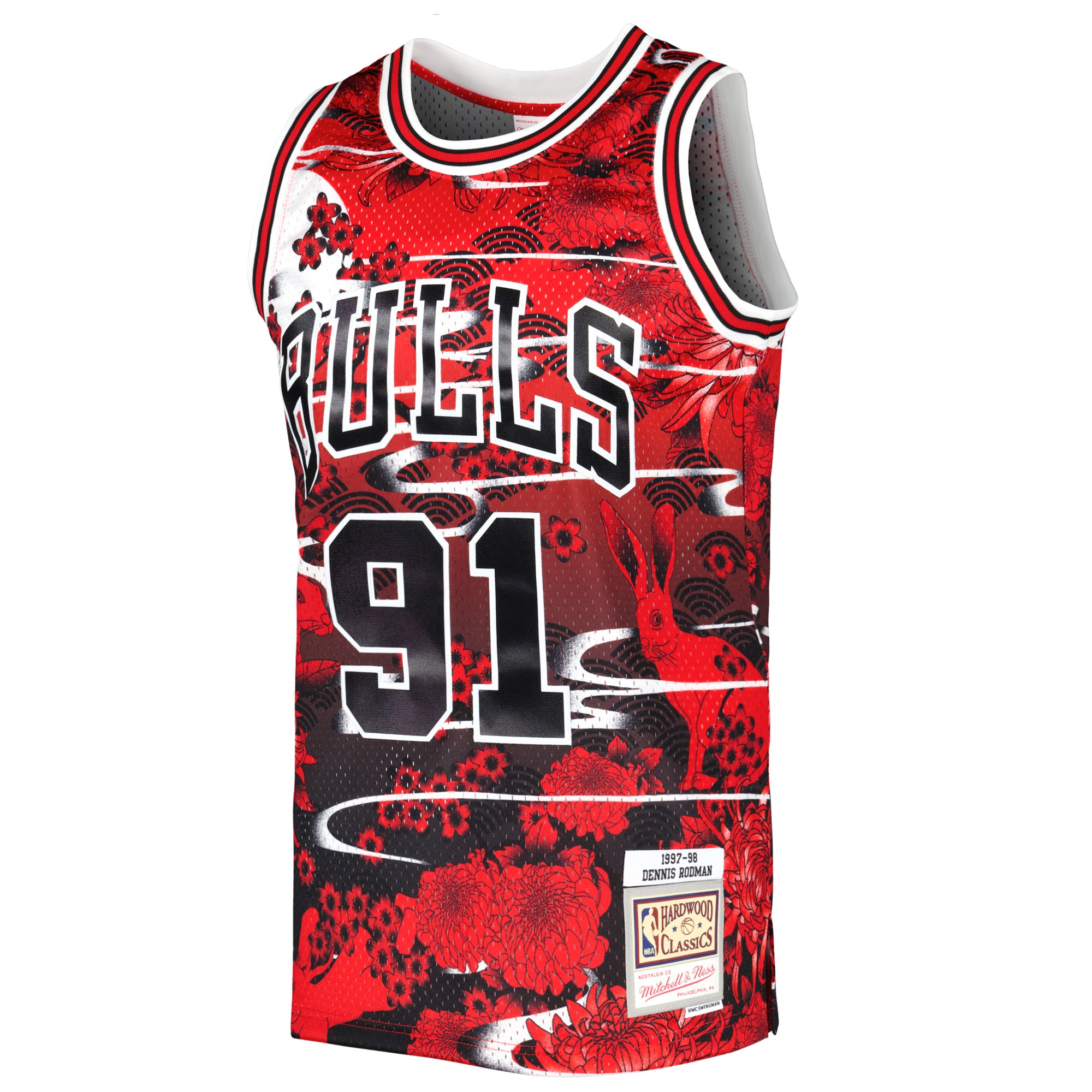 Dennis Rodman Chicago Bulls Mitchell & Ness Hardwood Classics Lunar New Year Swingman Jersey - Red - vstockx