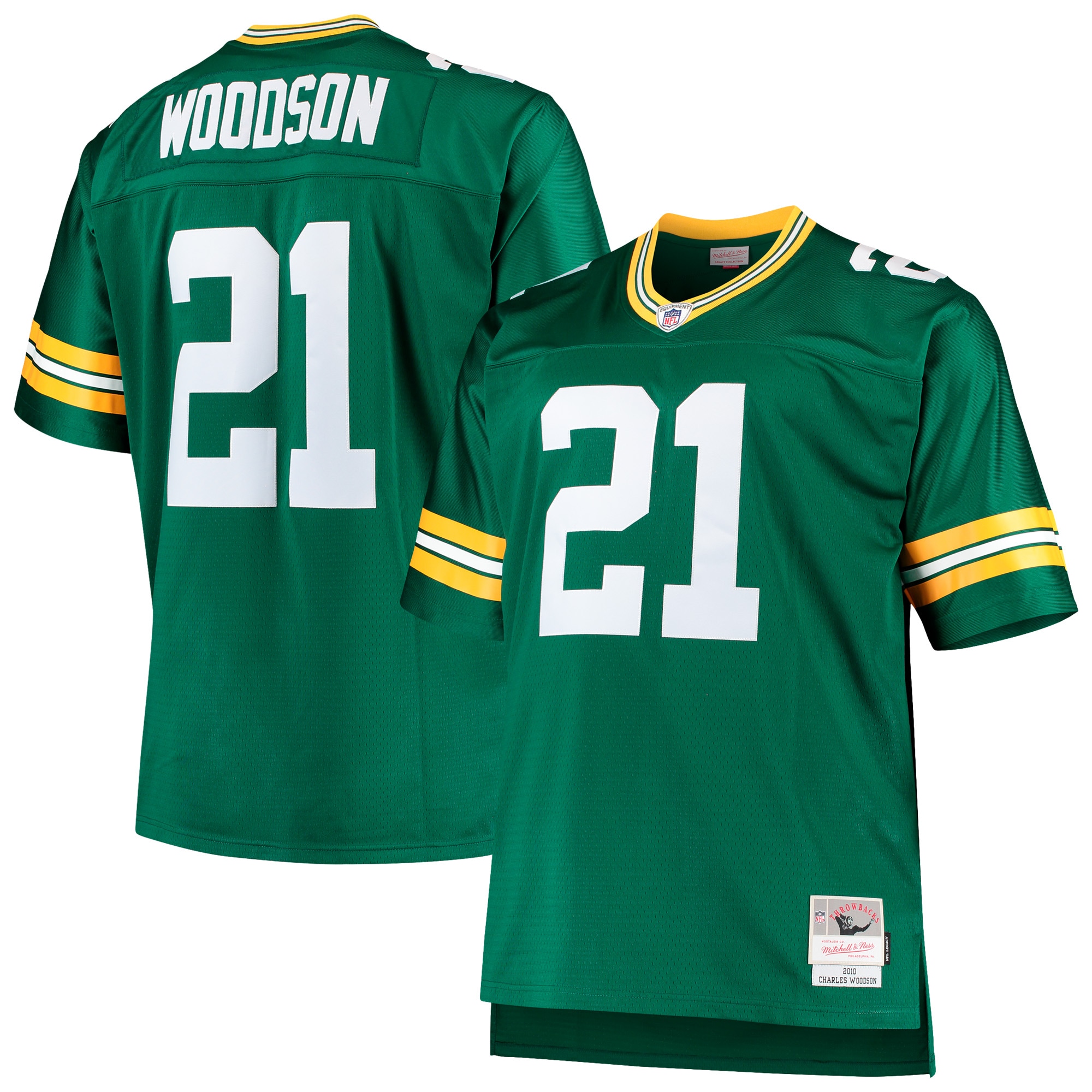 Charles Woodson Green Bay Packers Mitchell & Ness Big & Tall 2010 Retired Player Replica Jersey - Green - vstockx