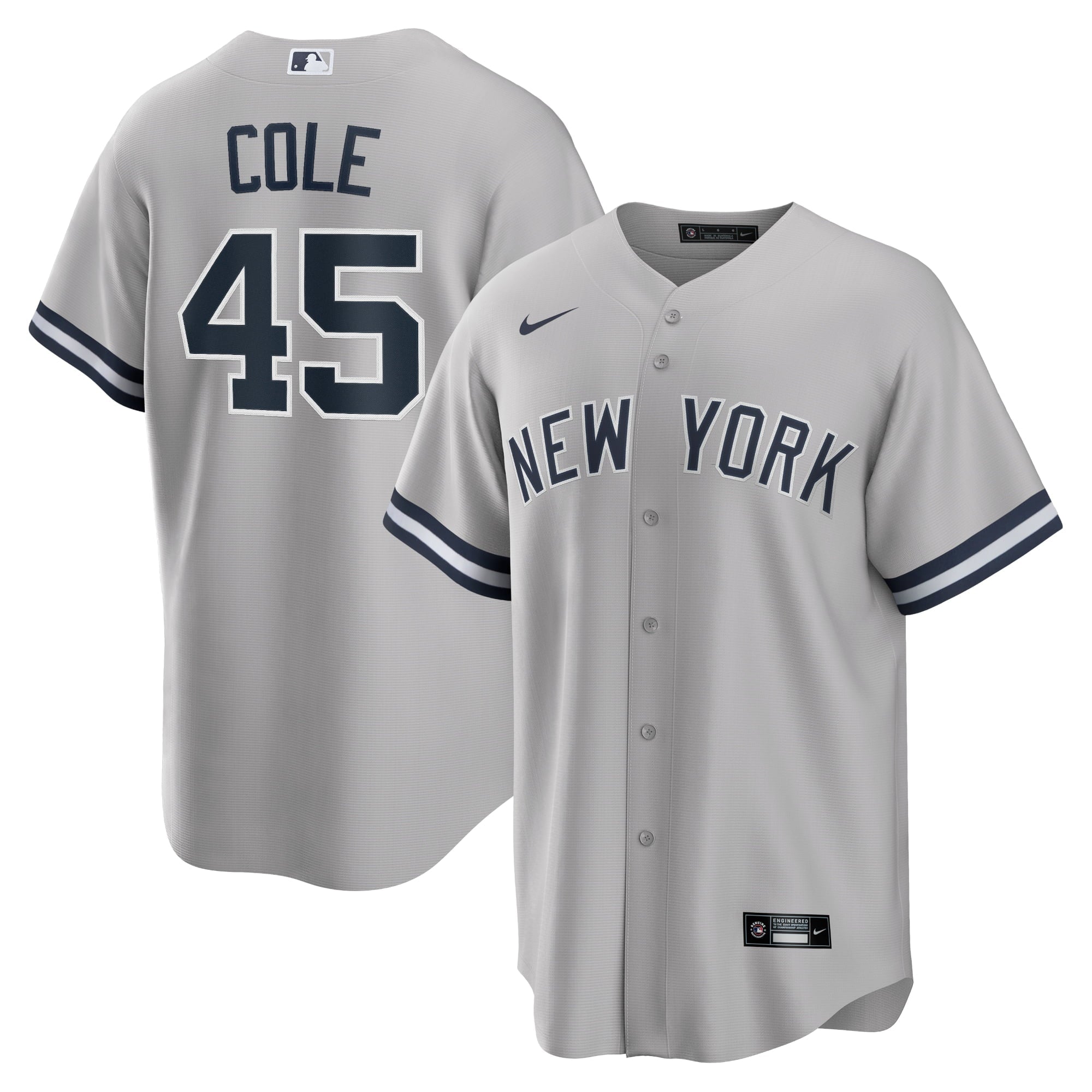 Men's Nike Gerrit Cole Gray New York Yankees Road Replica Player Name Jersey - vstockx