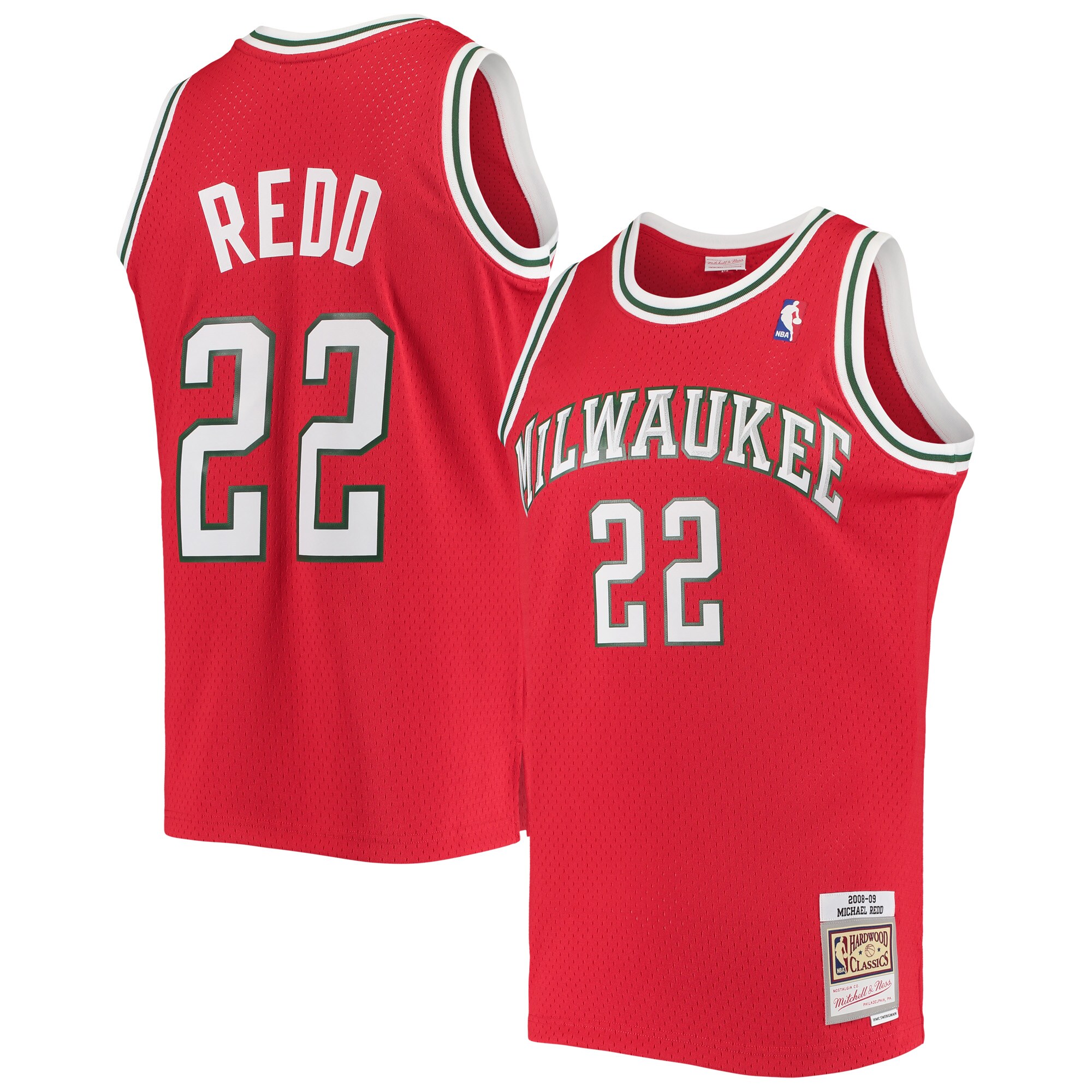 Michael Redd Milwaukee Bucks Mitchell & Ness 2001/02 Hardwood Classics Swingman Jersey - Red - vstockx