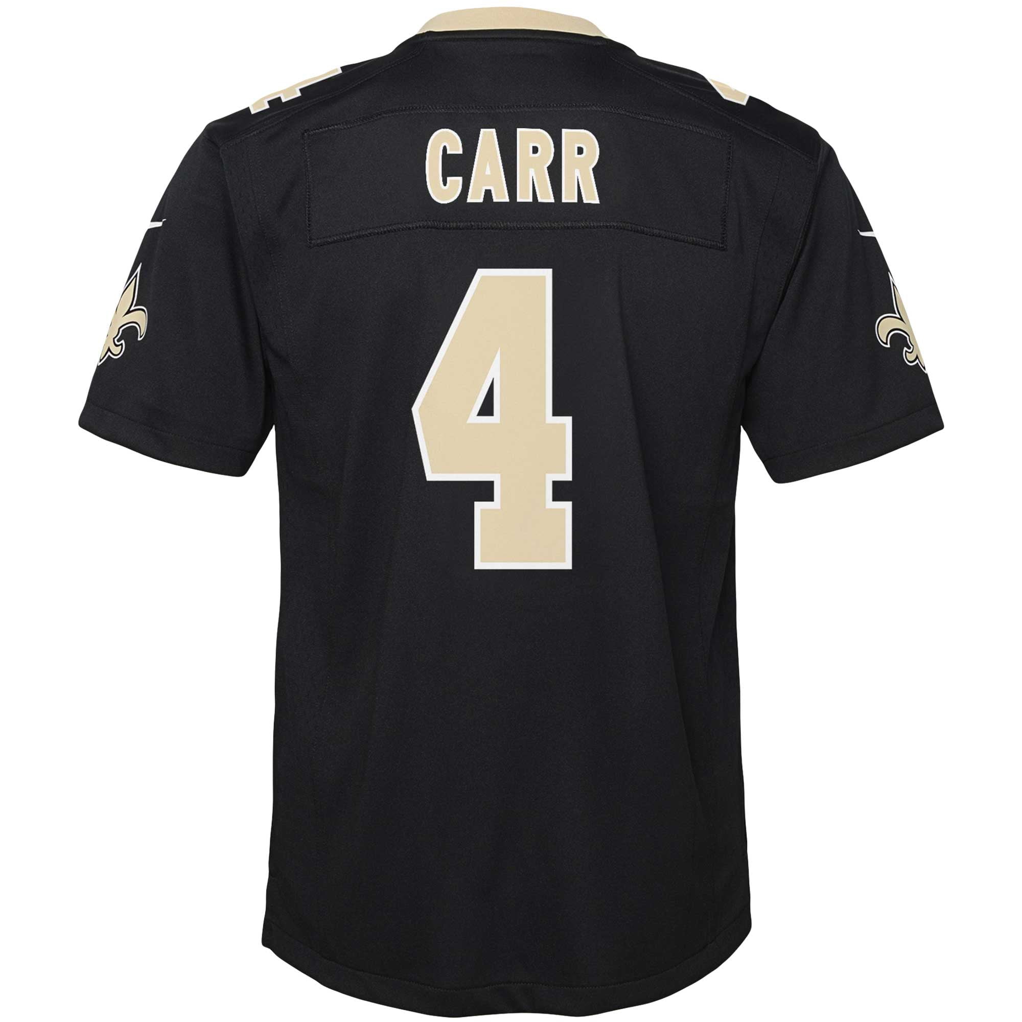 Youth Nike Derek Carr Black New Orleans Saints Game Jersey - vstockx