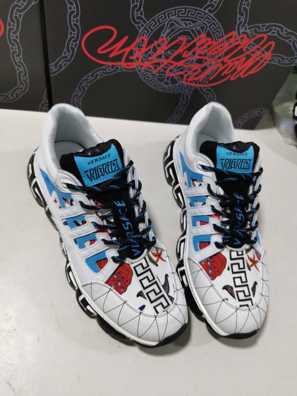 Versace Trigreca Tresor de la Mer Print White Blue Purple - vstockx