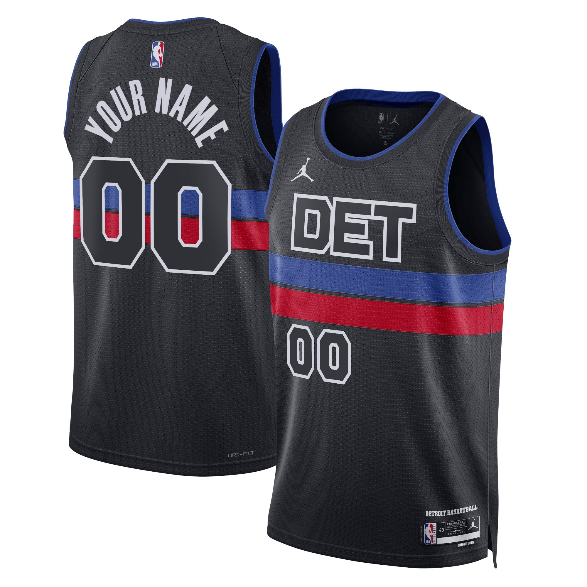 Detroit Pistons Jordans Brand Unisex 2022/23 Swingman Custom Jersey - Statement Edition - Blue - vstockx