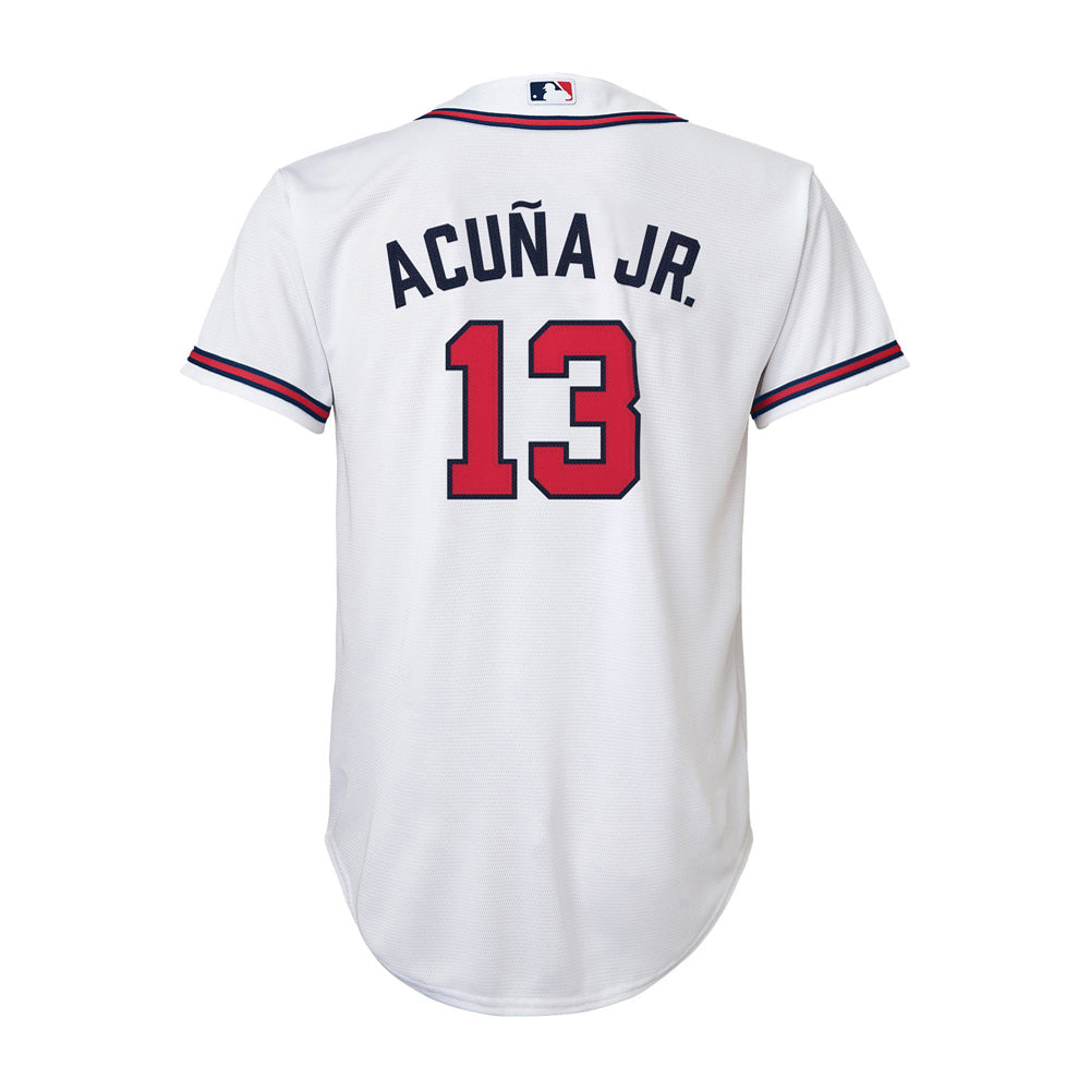 Youth Atlanta Braves Ronald Acuna Cool Base Replica Jersey White - vstockx
