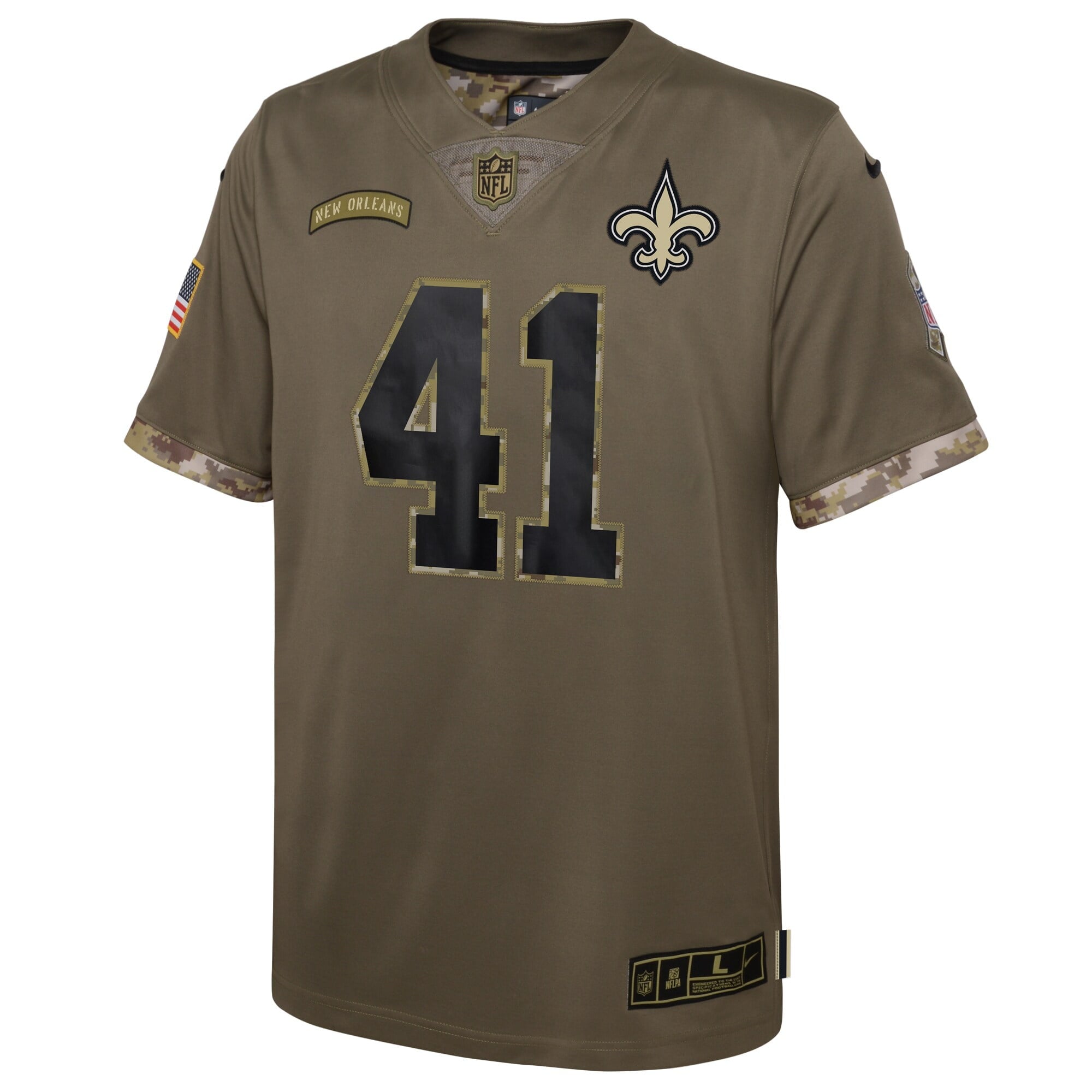 Youth Nike Alvin Kamara Olive New Orleans Saints 2022 Salute To Service Player Limited Jersey - vstockx