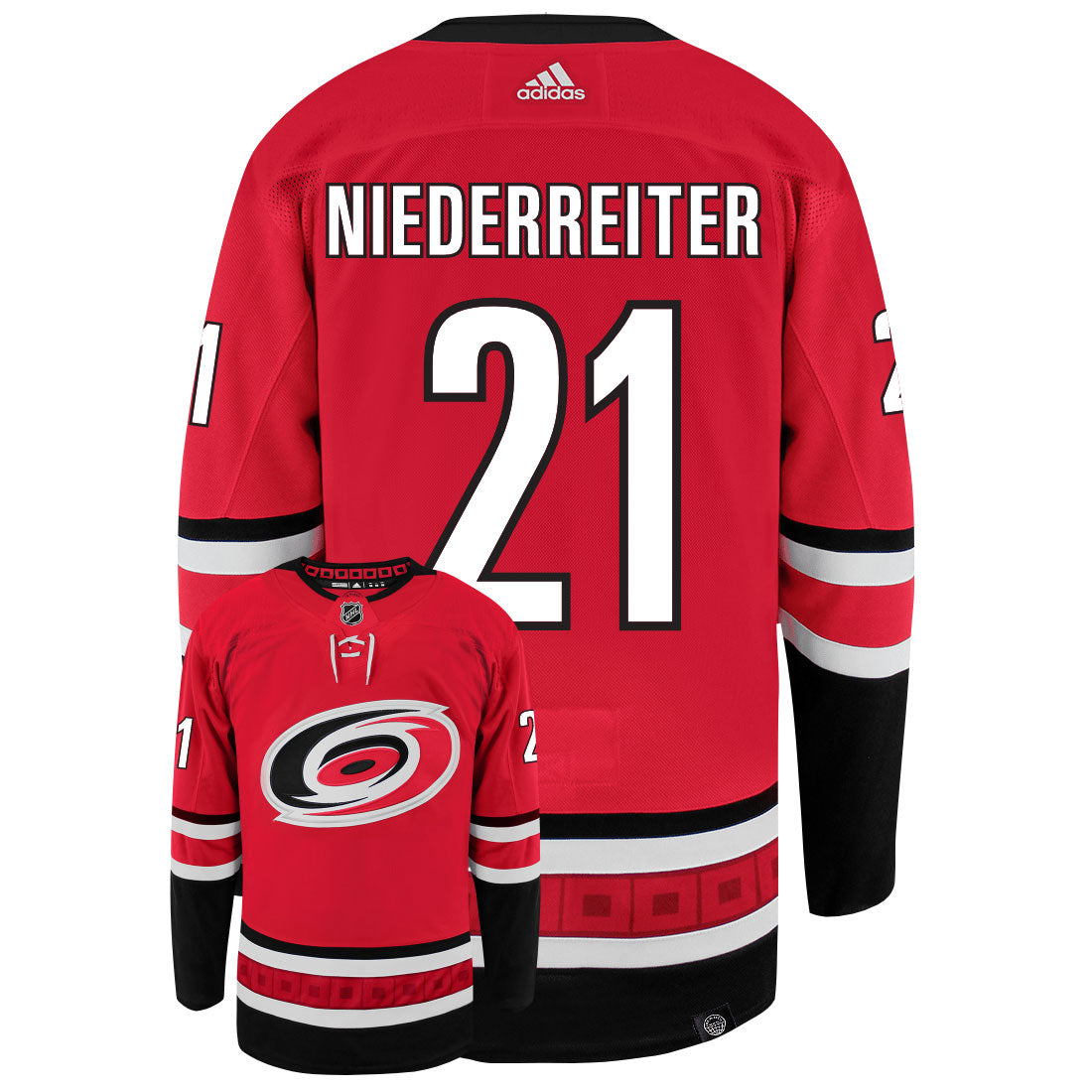 Nino Niederreiter Carolina Hurricanes Adidas Primegreen Authentic NHL Hockey Jersey - vstockx