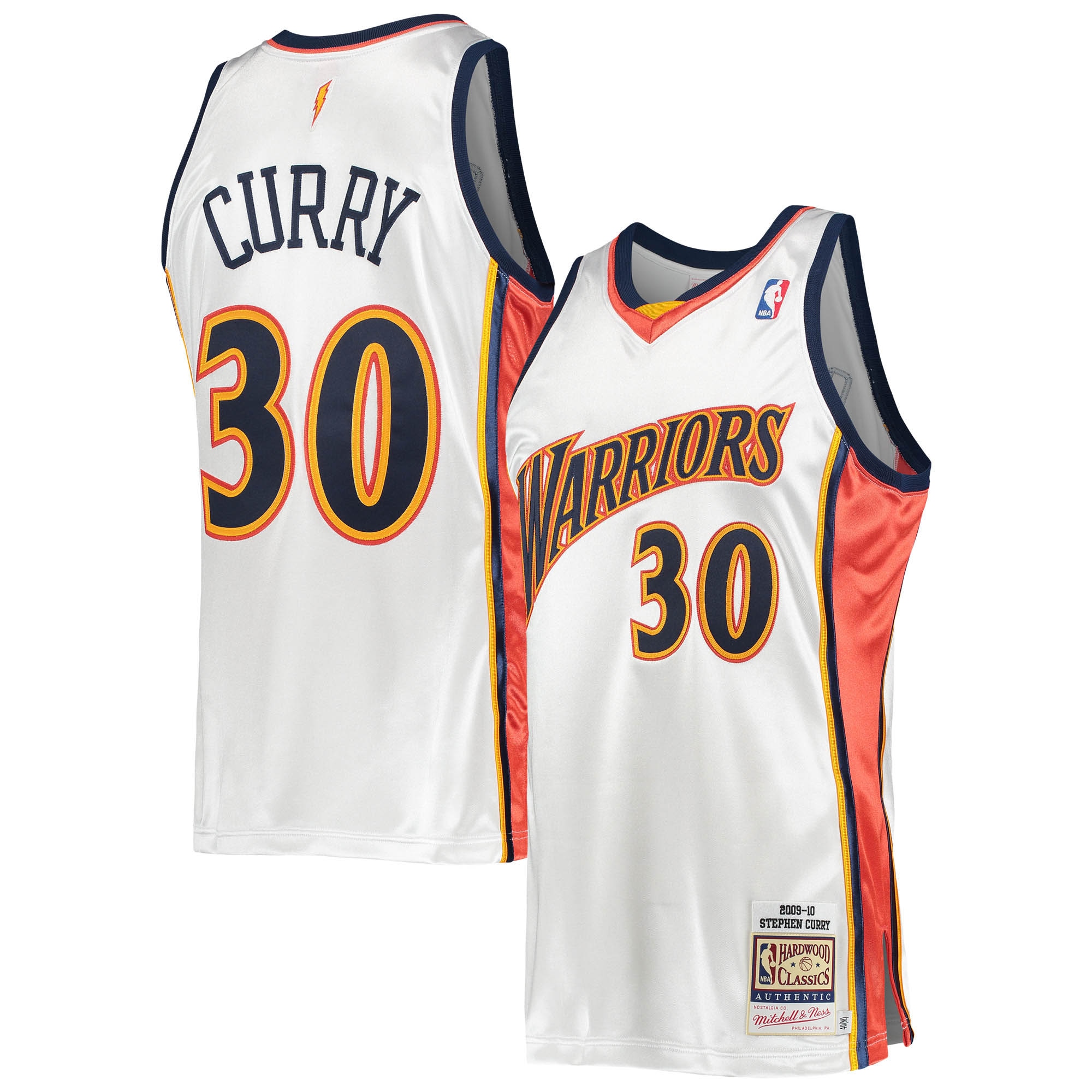 Stephen Curry Golden State Warriors Mitchell & Ness 2009-10 Hardwood Classics Authentic Player Jersey - White - vstockx