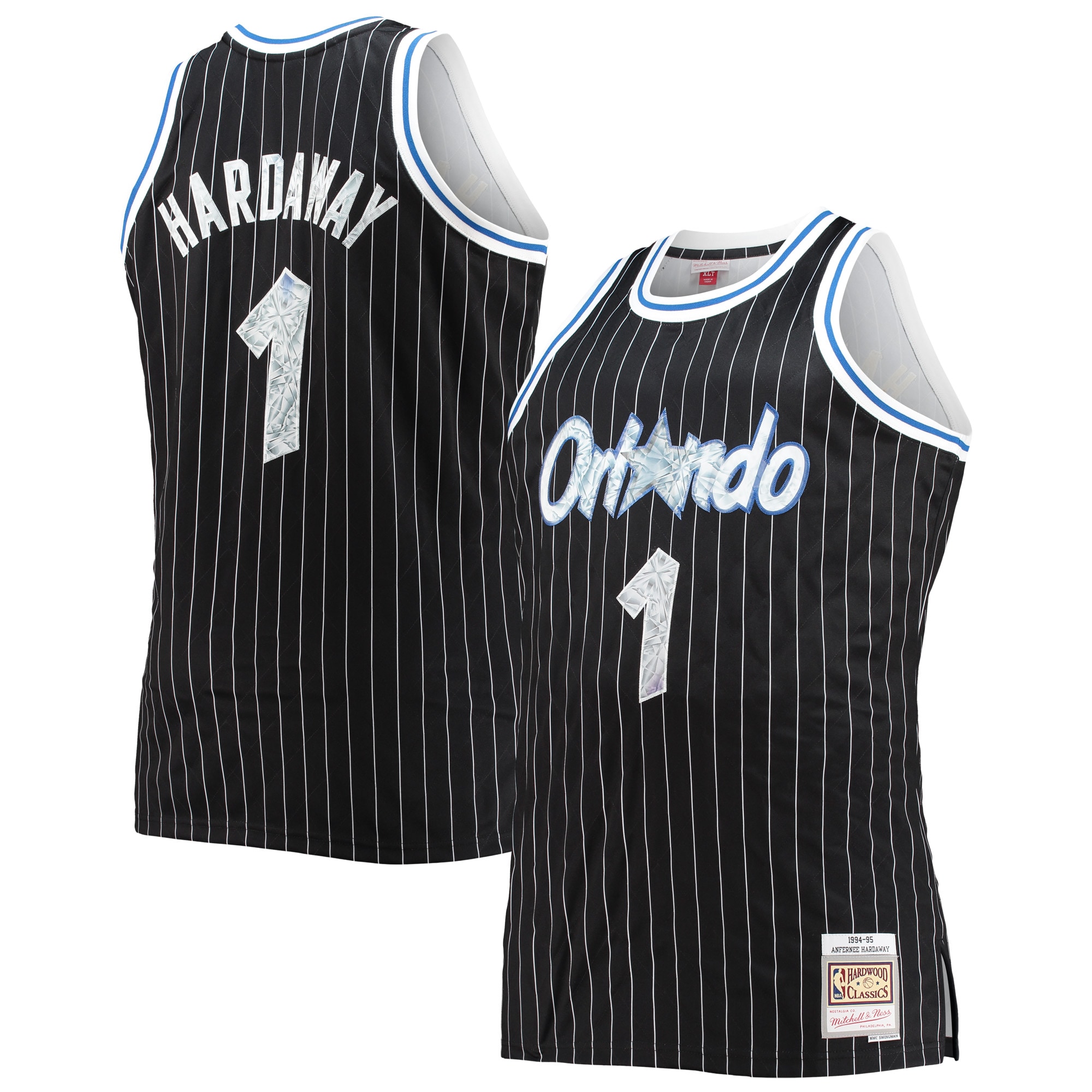 Penny Hardaway Orlando Magic Mitchell & Ness Big & Tall 1994-95 NBA 75th Anniversary Diamond Swingman Jersey - Black - vstockx