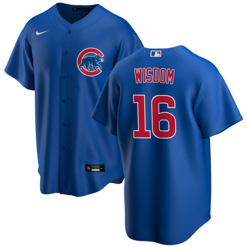 Men's Patrick Wisdom Chicago Cubs Premium Twill Blue Alternate Replica Jersey - vstockx