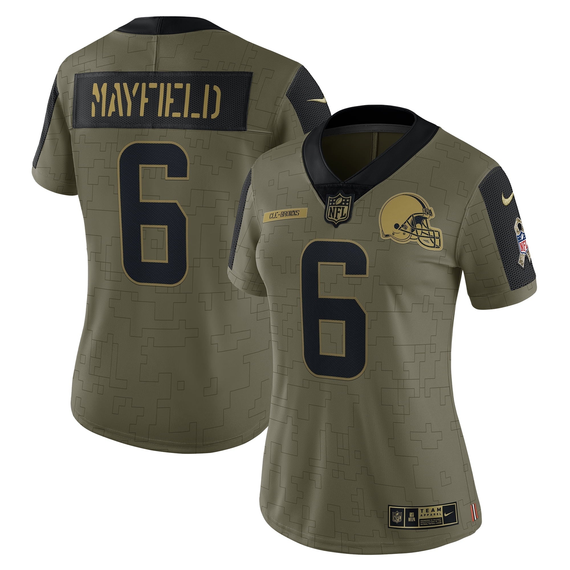 Women's Nike Baker Mayfield Olive Cleveland Browns 2021 Salute To Service Limited Player Jersey - vstockx