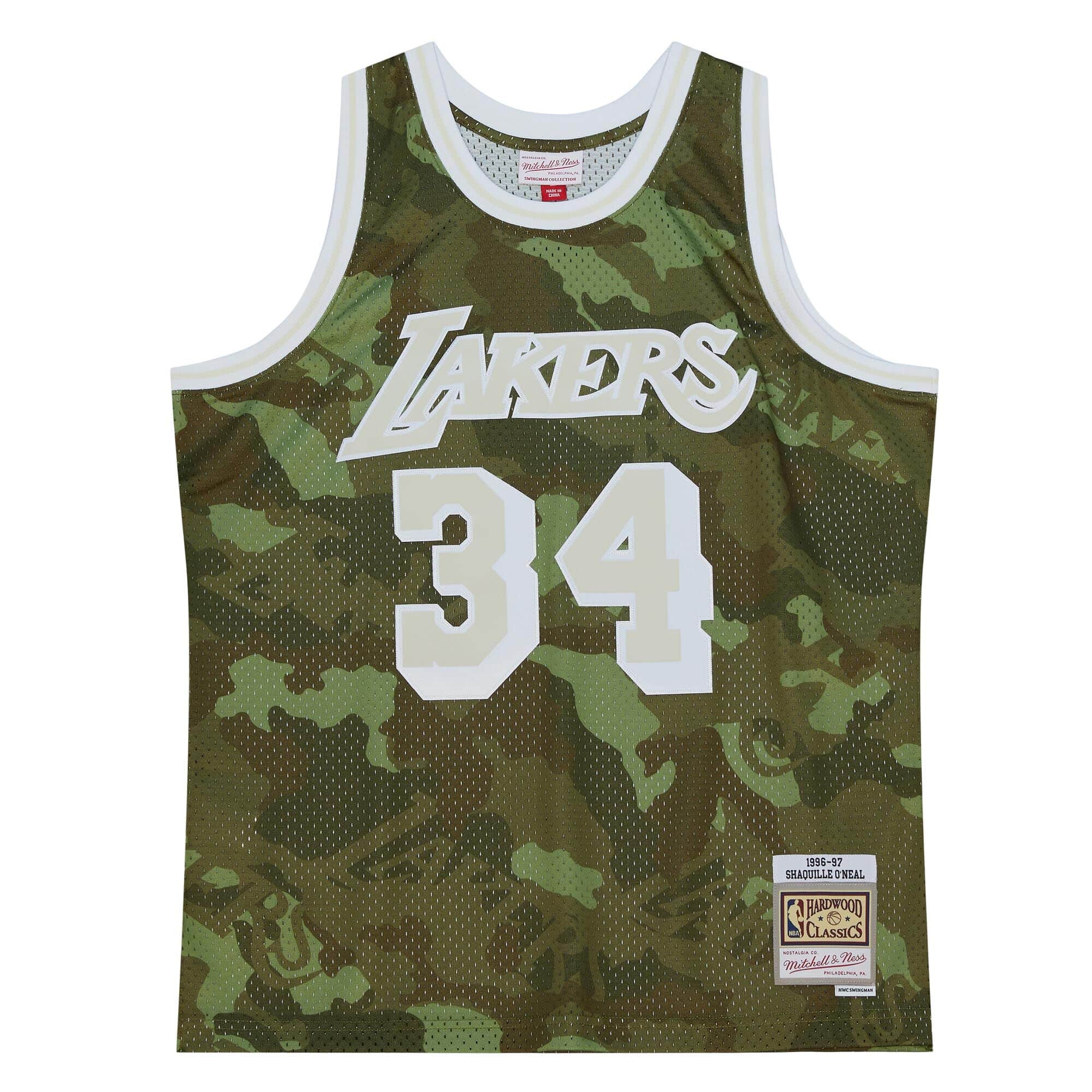 Ghost Green Camo Swingman Shaquille O'Neal Los Angeles Lakers 1996-97 Jersey - vstockx