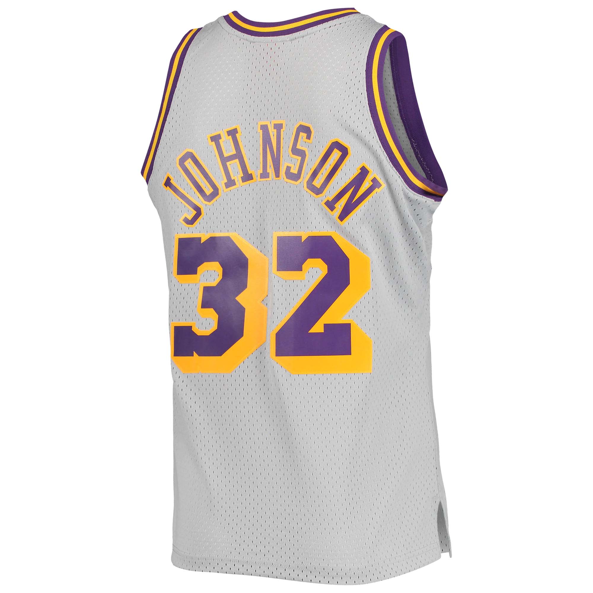Magic Johnson Los Angeles Lakers Mitchell & Ness 1984-85 Hardwood Classics Reload 2.0 Throwback Swingman Jersey - Gray - vstockx