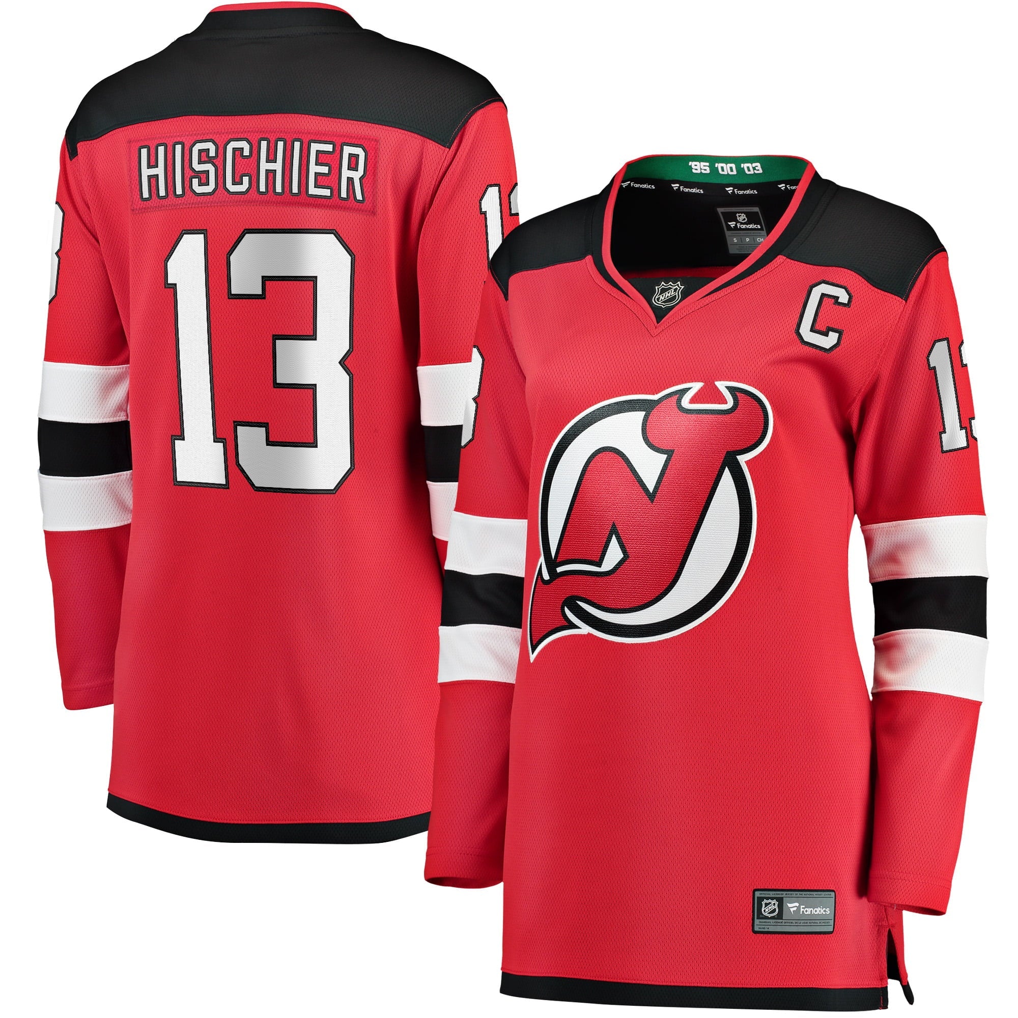 Women's Fanatics Branded Nico Hischier Red New Jersey Devils Captain Patch Home Breakaway Jersey - vstockx