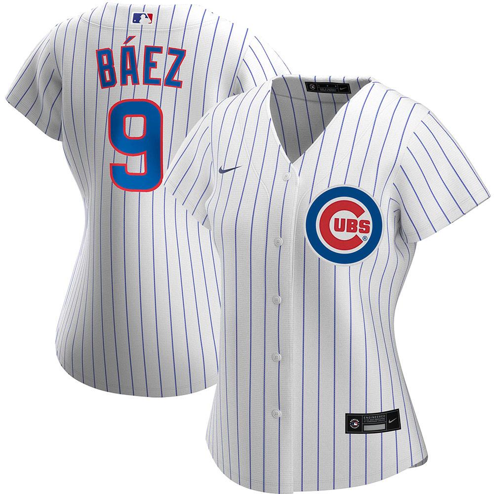 Womens Chicago Cubs Javy Baez Cool Base Replica Jersey White - vstockx