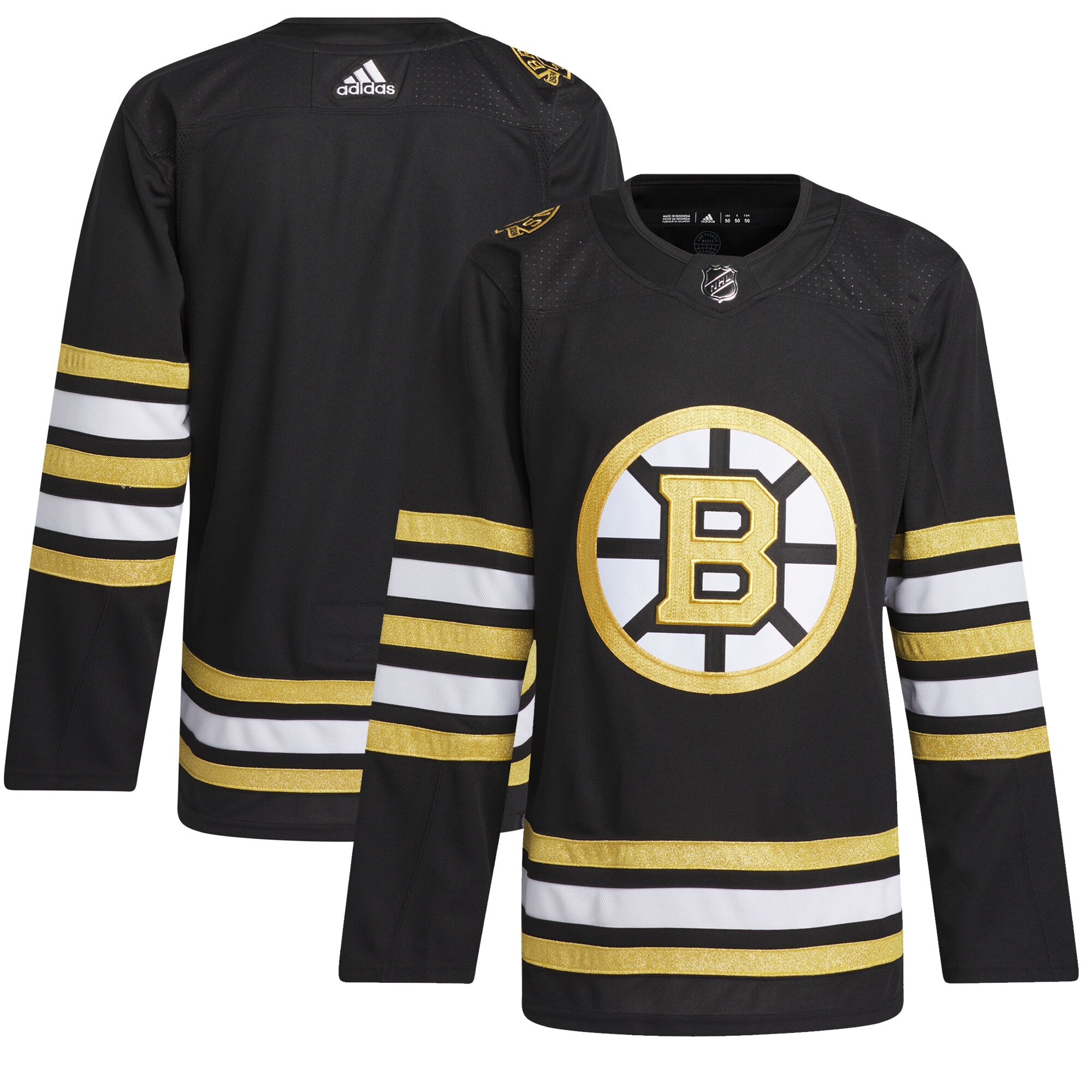Boston Bruins adidas 100th Anniversary Primegreen Authentic Jersey - Black - vstockx
