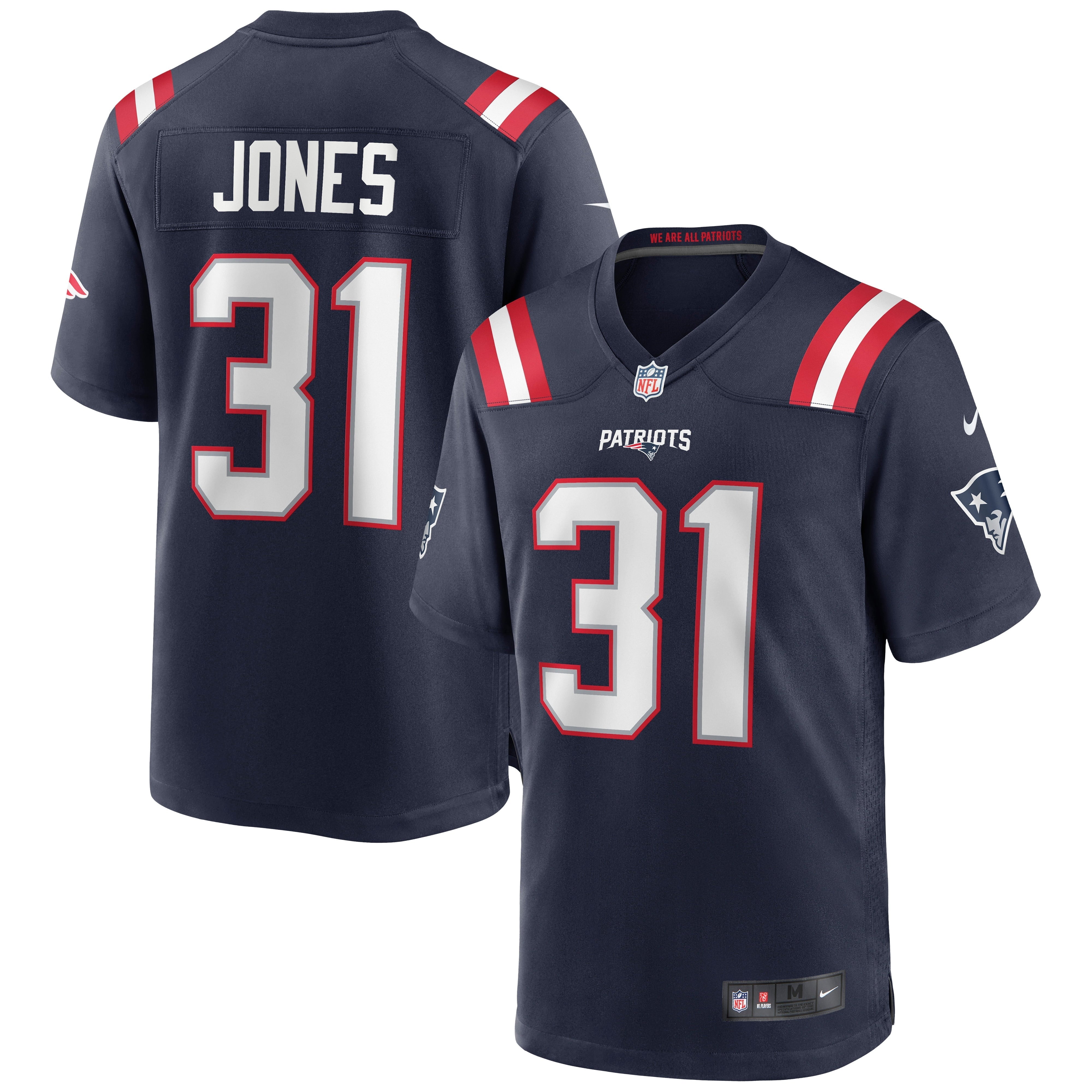 Men's Nike Jonathan Jones Navy New England Patriots Game Jersey - vstockx