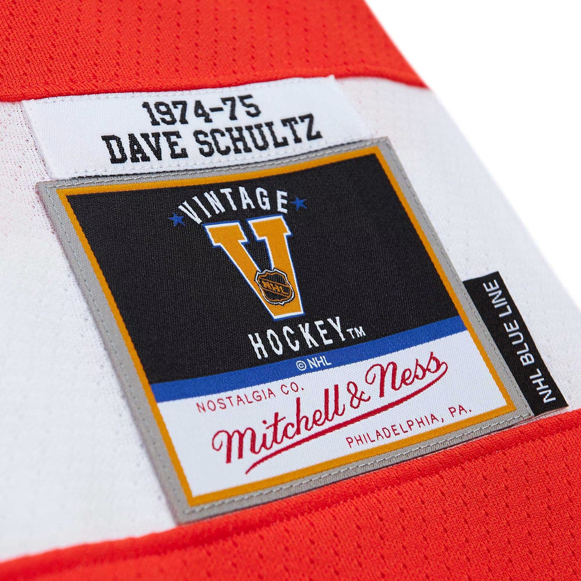 Dave Schultz Philadelphia Flyers Mitchell & Ness 1974/75 Blue Line Player Jersey - Orange - vstockx