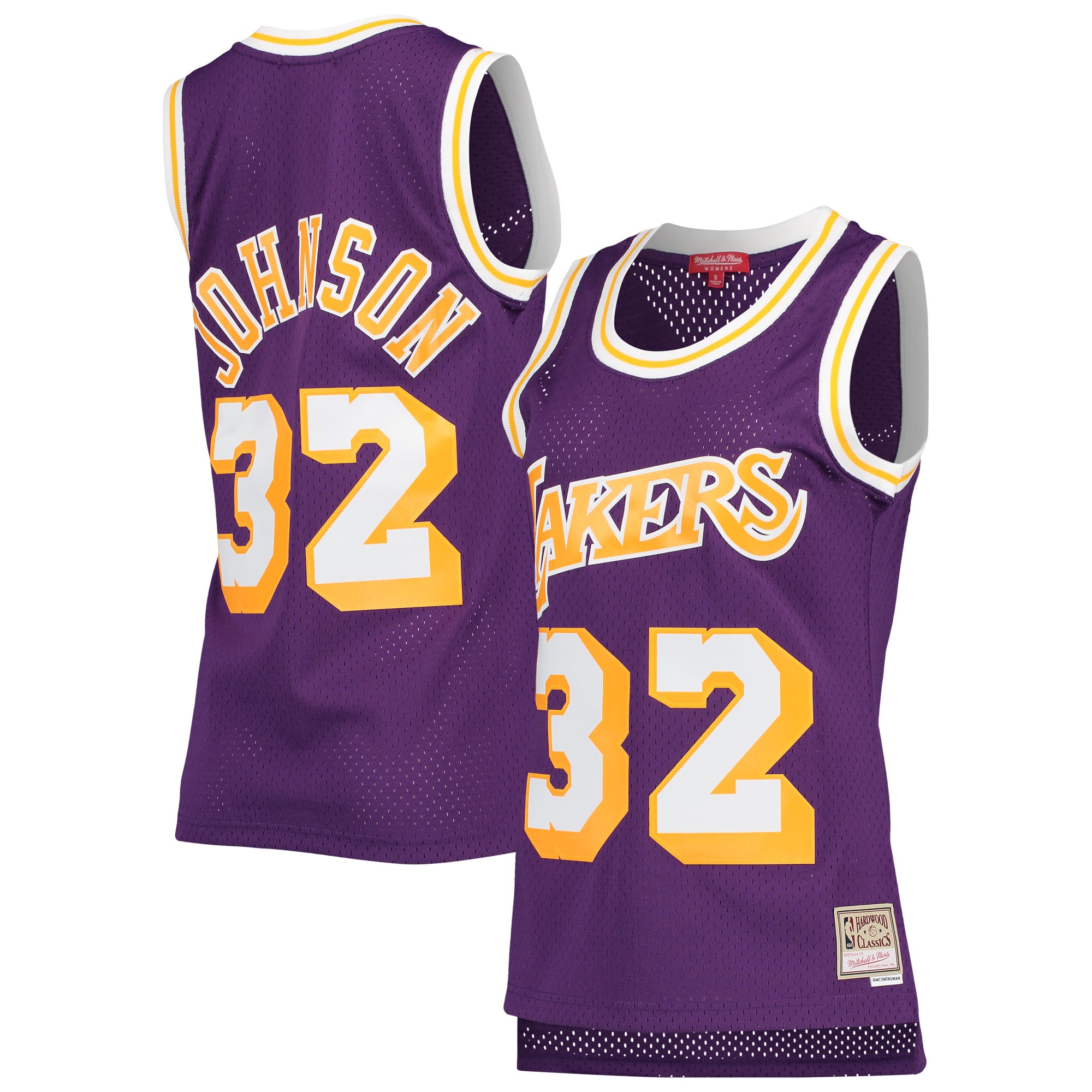 Magic Johnson Los Angeles Lakers Mitchell & Ness Women's Hardwood Classics 1984 Swingman Jersey - Purple - vstockx