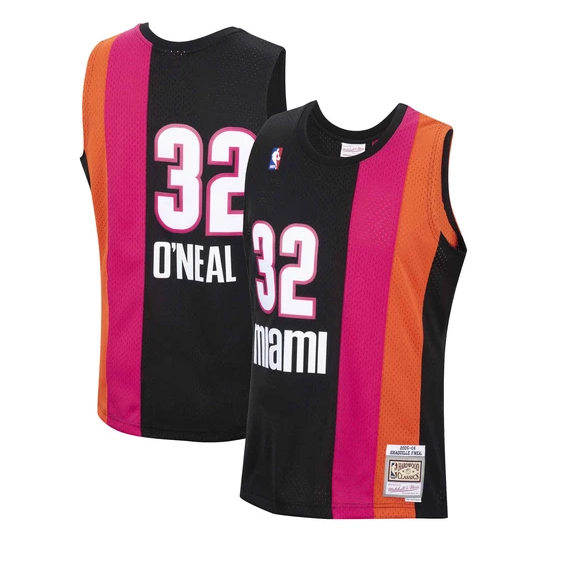 Men's Shaquille O'Neal Miami Heat Mitchell & Ness NBA 2005-06 Black Alternate Throwback Swingman Jersey - vstockx