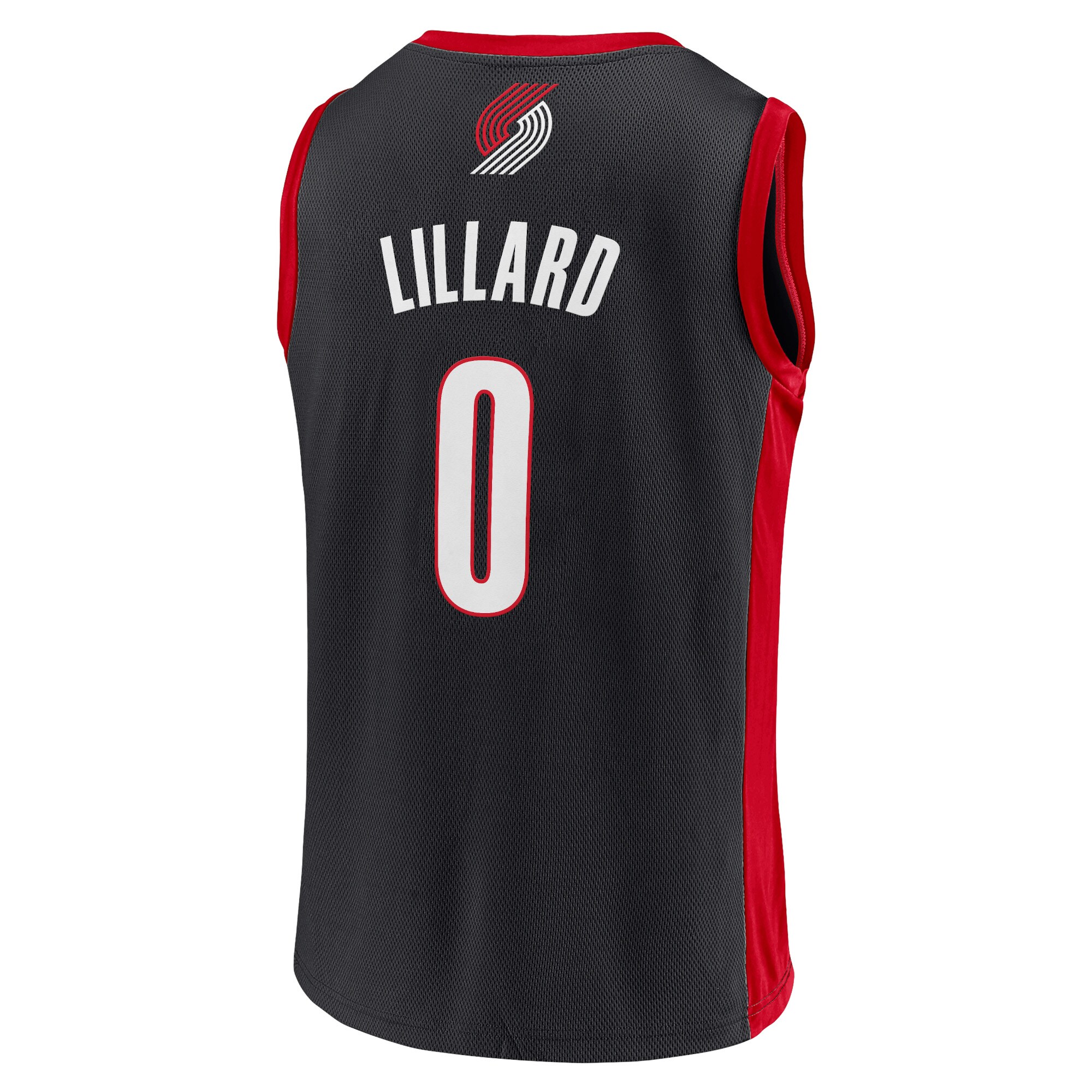Men's Damian Lillard Black/Red Portland Trail Blazers Replica Jersey - vstockx