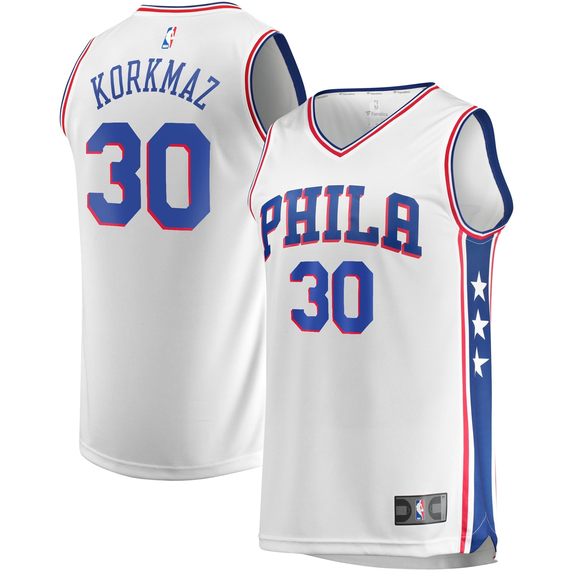 Men's Fanatics Branded Furkan Korkmaz White Philadelphia 76ers Fast Break Player Jersey - Association Edition - vstockx