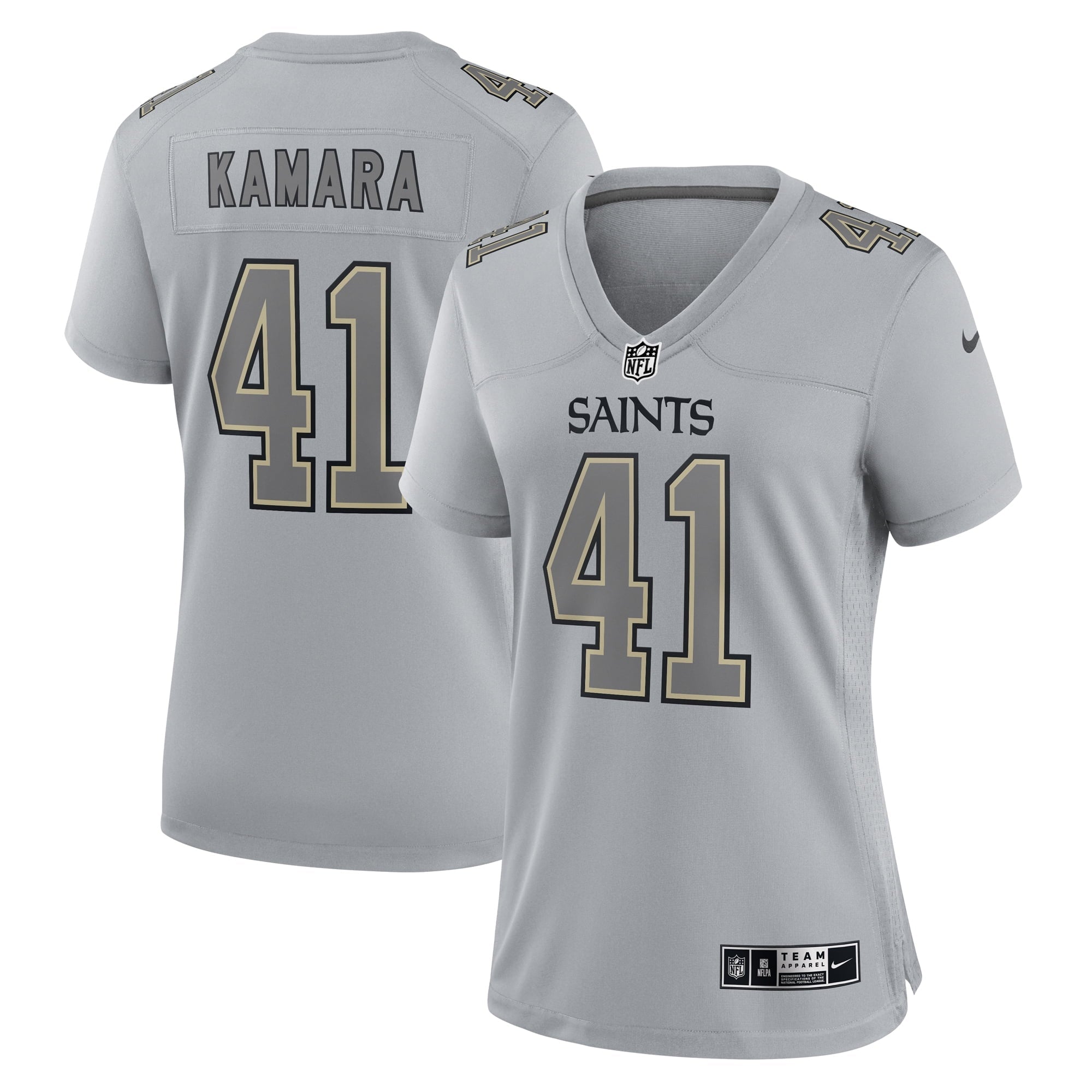 Women's Nike Alvin Kamara Gray New Orleans Saints Atmosphere Fashion Game Jersey - vstockx