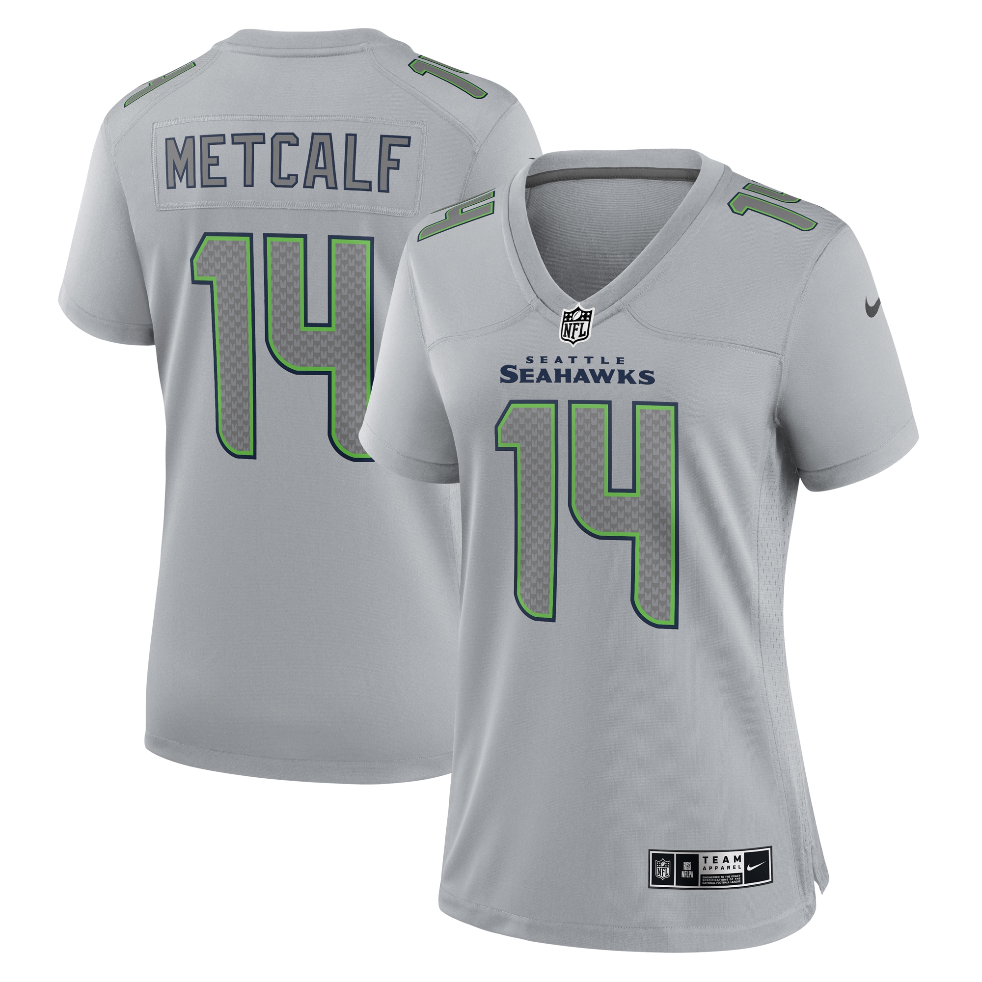 DK Metcalf Seattle Seahawks Nike Women's Atmosphere Fashion Game Jersey - Gray - vstockx