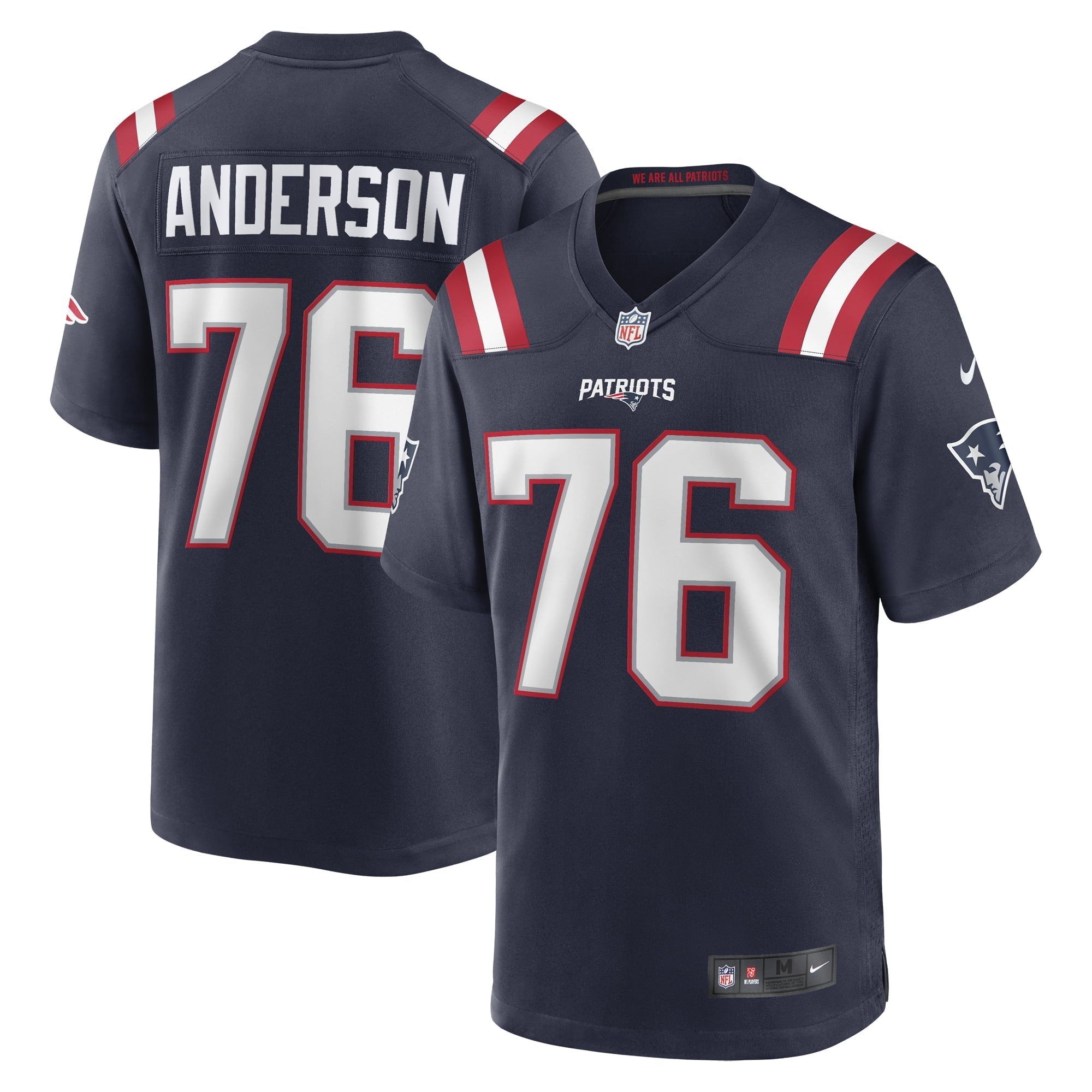 Men's Nike Calvin Anderson Navy New England Patriots Game Jersey - vstockx