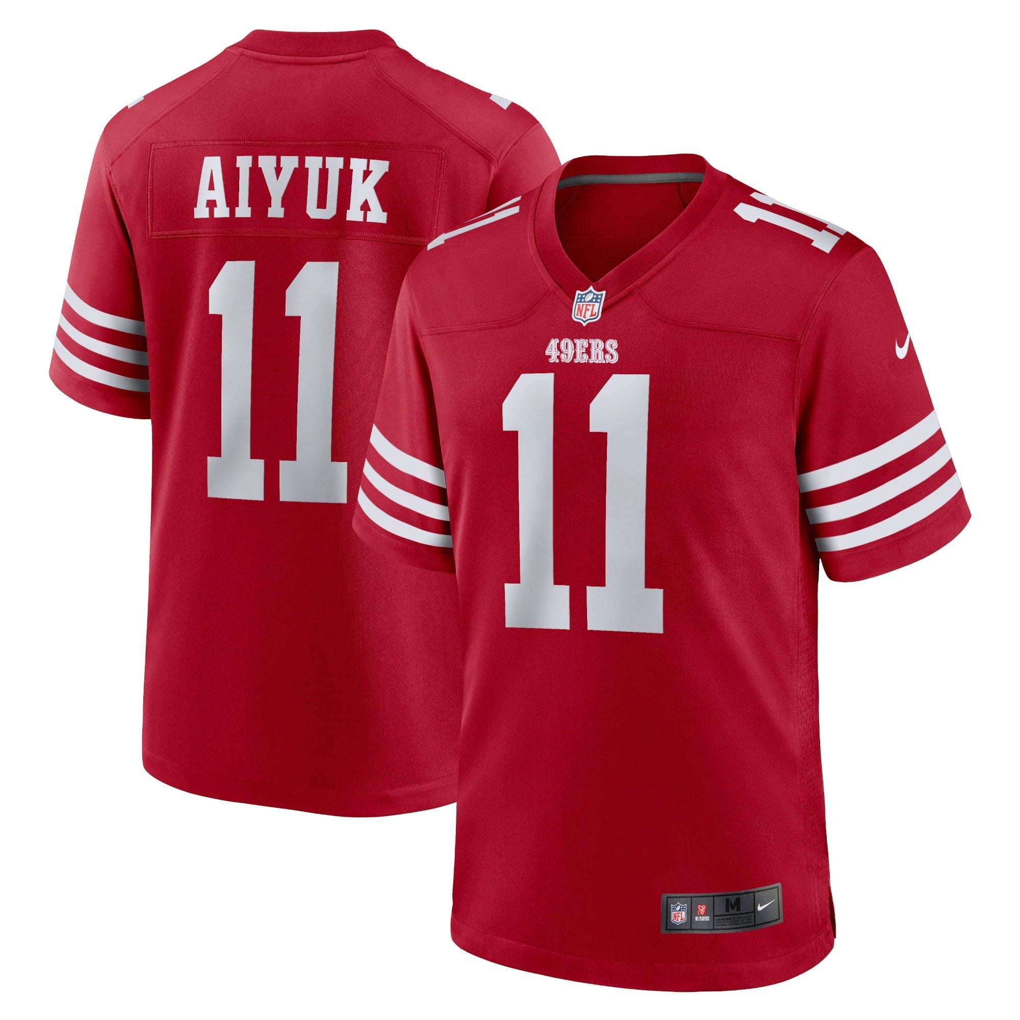 Men's Nike Brandon Aiyuk Scarlet San Francisco 49ers Team Player Game Jersey - vstockx