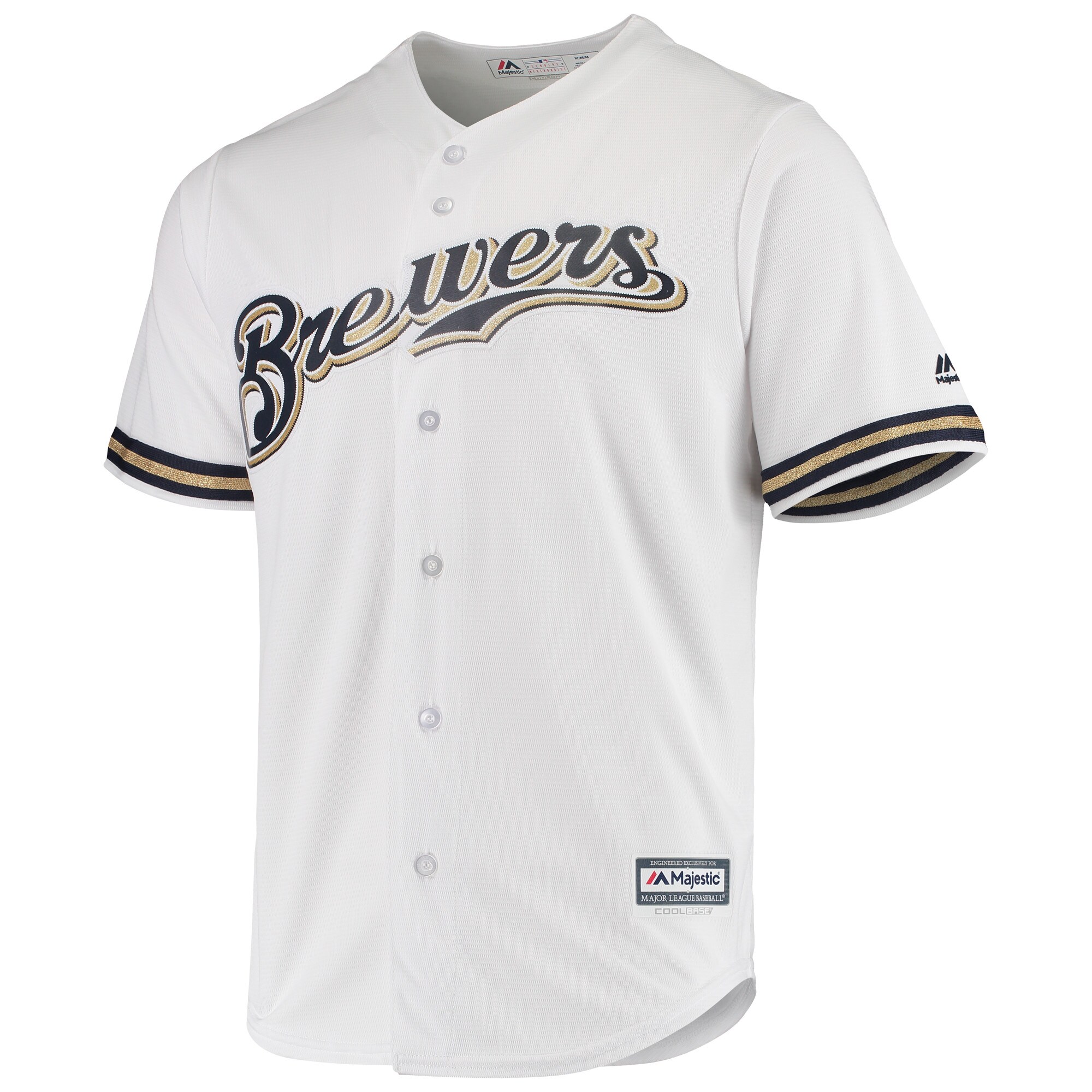 Milwaukee Brewers Majestic Home Official Cool Base Jersey - White - vstockx