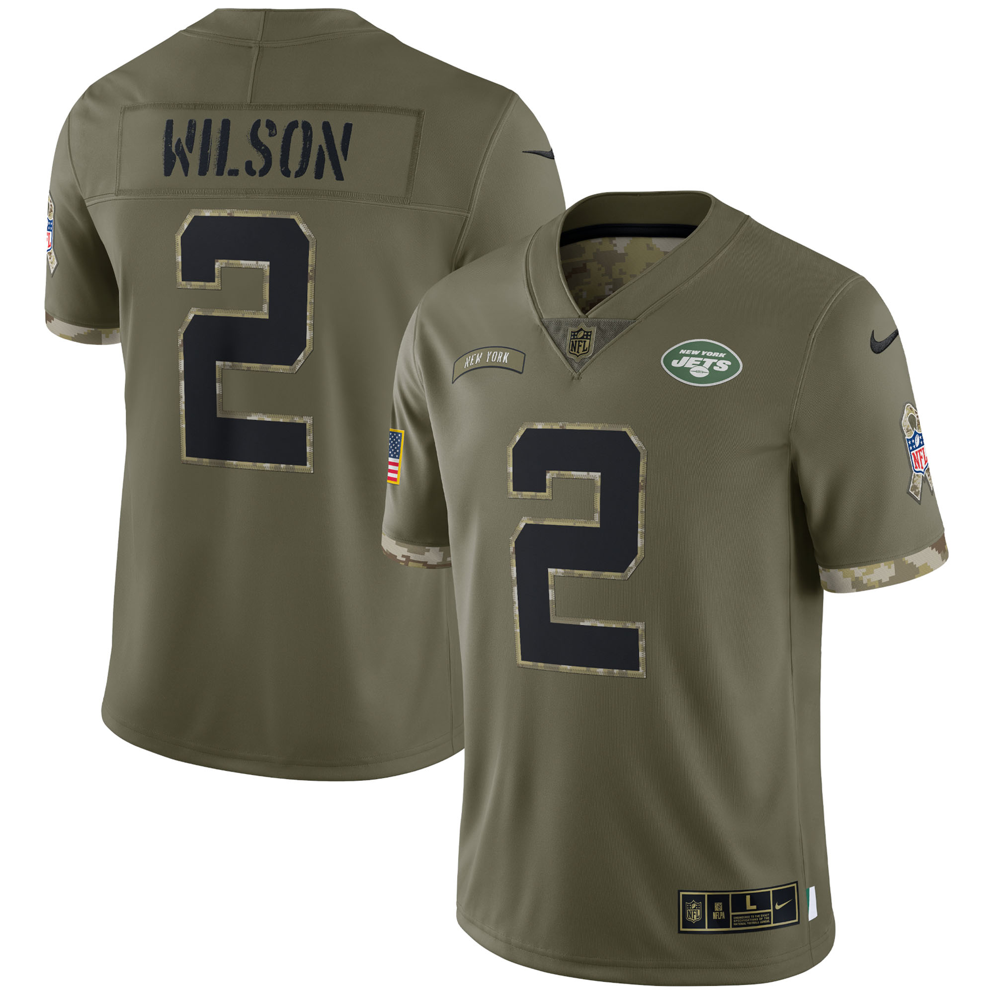 Zach Wilson New York Jets Nike 2022 Salute To Service Limited Jersey - Olive - vstockx