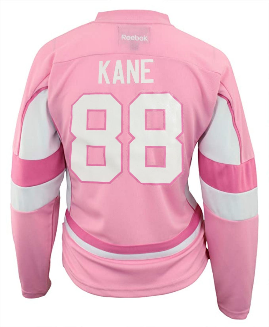 Youth Girls Patrick Kane Chicago Blackhawks Pink Replica Player Jersey - vstockx