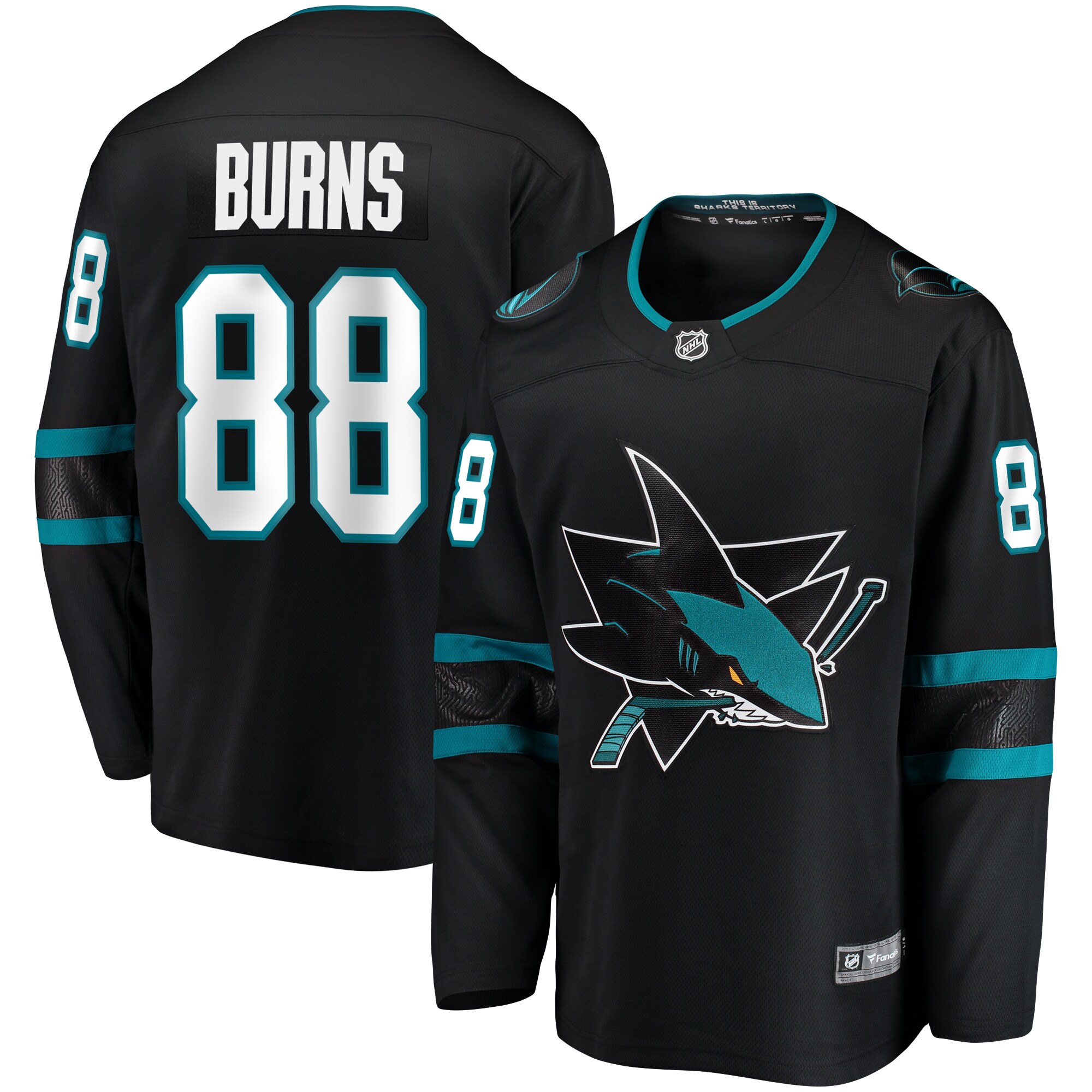 Brent Burns San Jose Sharks Fanatics Branded Alternate Breakaway Player Jersey - Black - vstockx