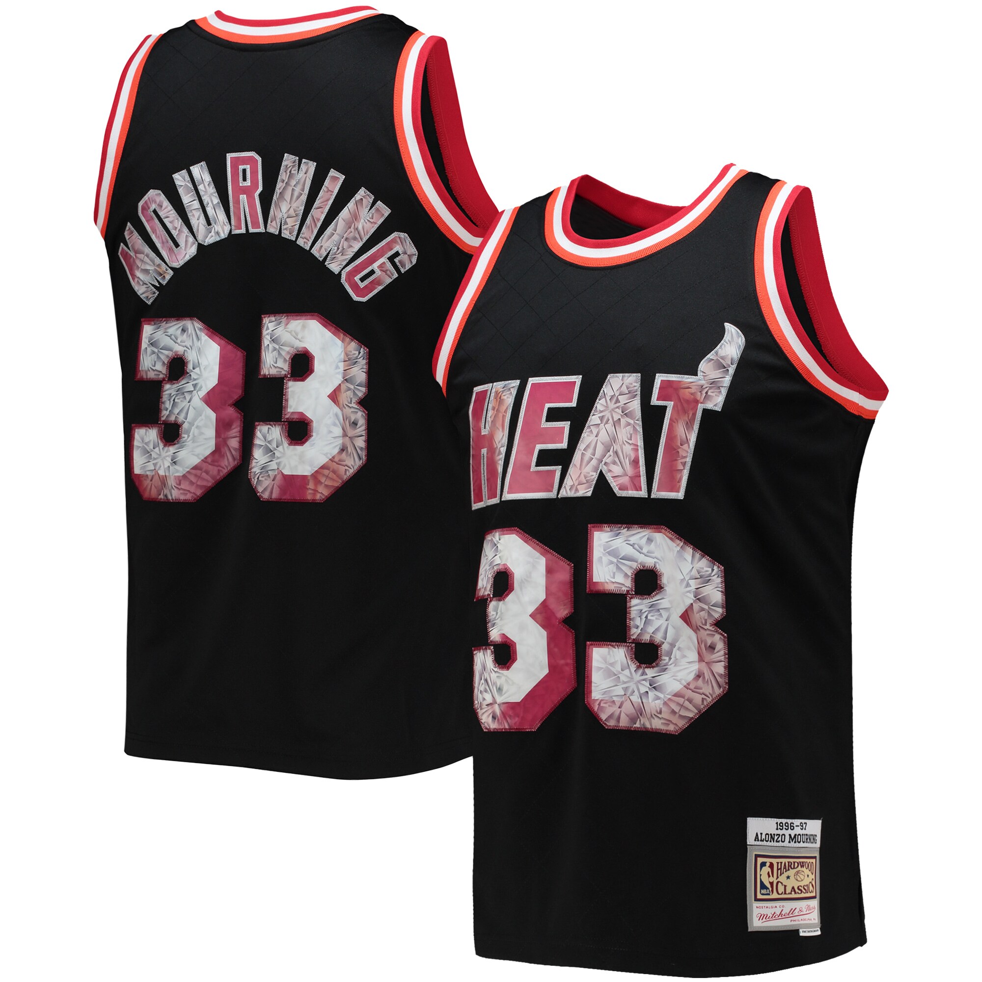 Alonzo Mourning Miami Heat Mitchell & Ness 1996-97 Hardwood Classics NBA 75th Anniversary Diamond Swingman Jersey - Black - vstockx