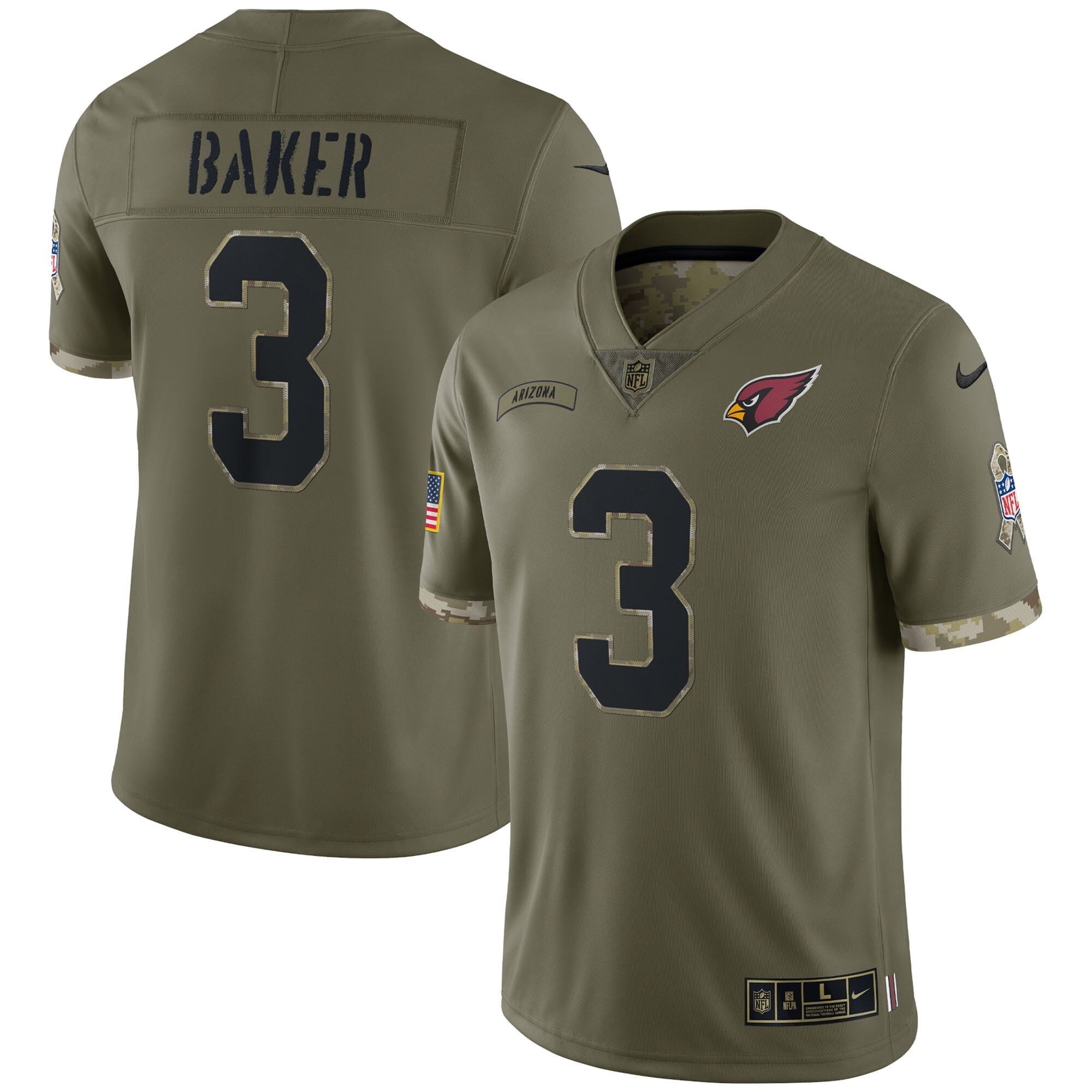 Men's Nike Budda Baker Olive Arizona Cardinals 2022 Salute To Service Limited Jersey - vstockx