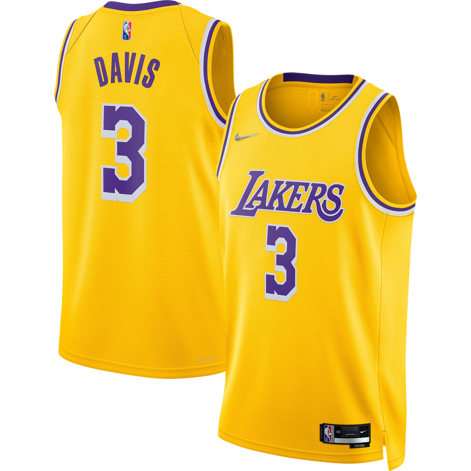 Anthony Davis Los Angeles Lakers Nike 2021/22 Diamond Swingman Jersey - Icon Edition - Gold - vstockx
