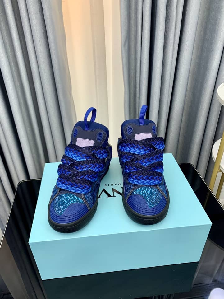 Lanvin Curb Sneakers Rhinestones Majorelle Blue - vstockx