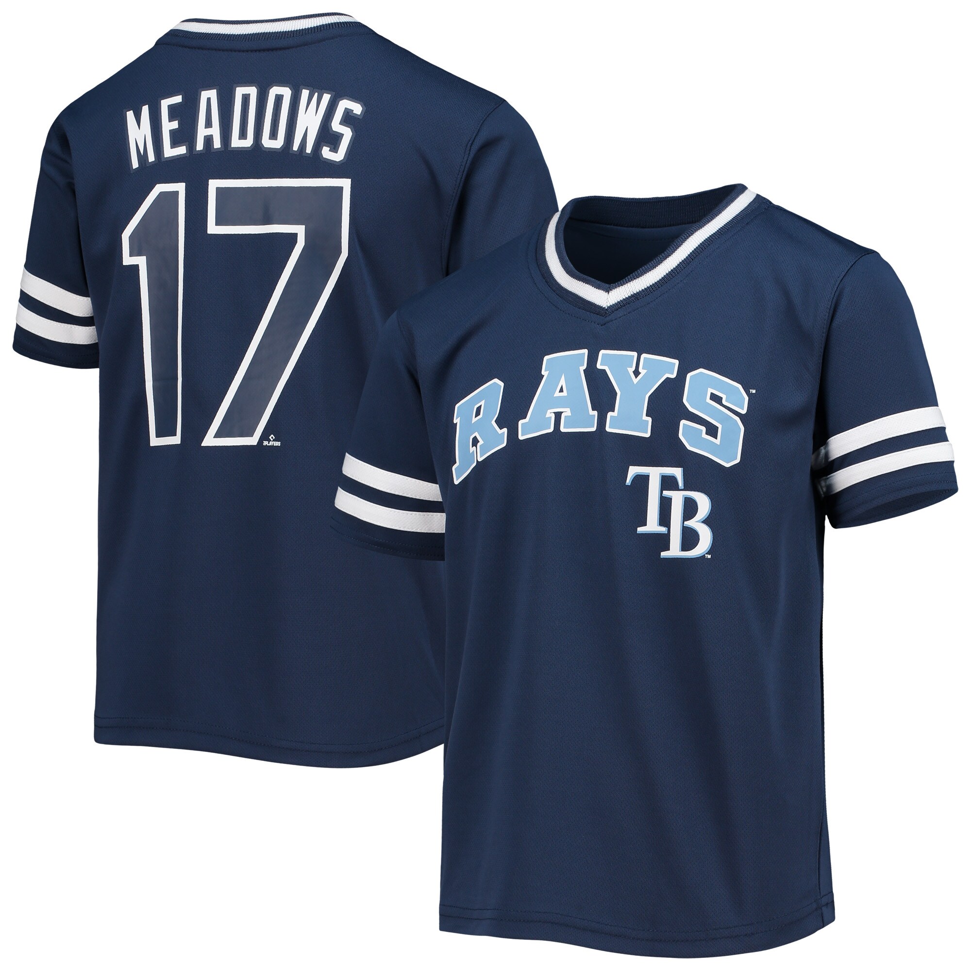 Youth Austin Meadows Navy Tampa Bay Rays Player Logo Jersey - vstockx