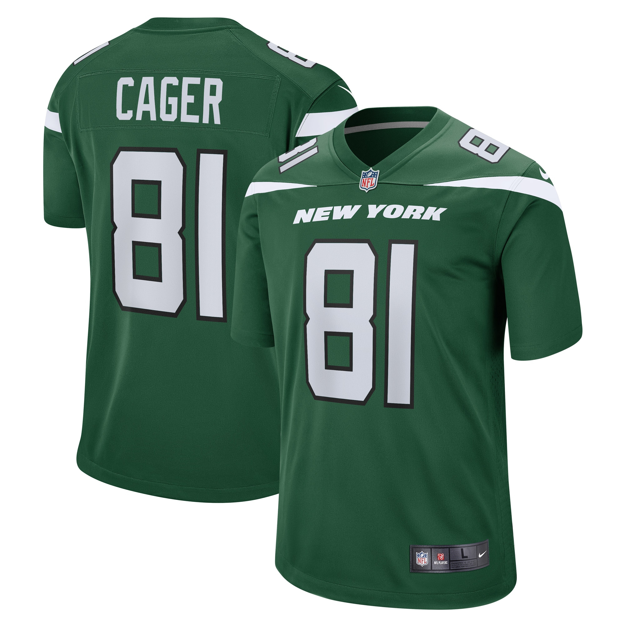 Lawrence Cager New York Jets Nike Team Game Player Jersey - Gotham Green - vstockx