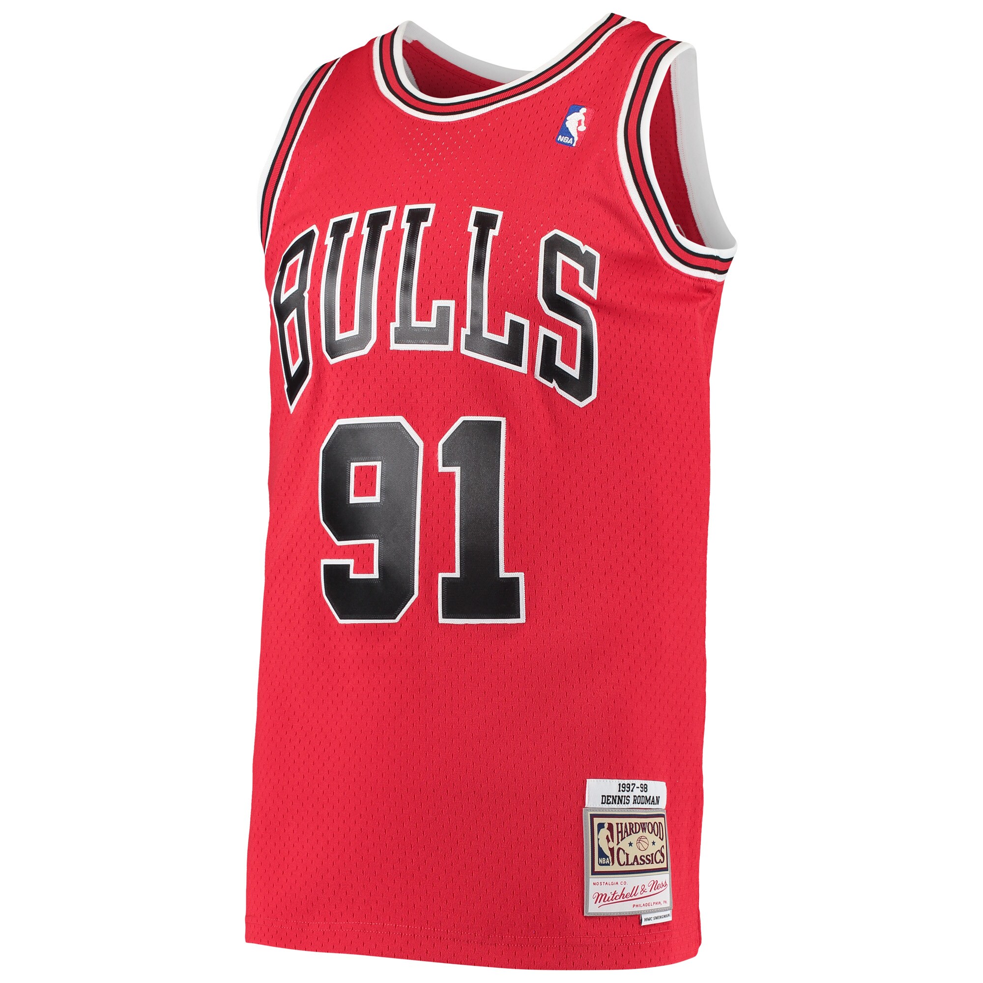 Dennis Rodman Chicago Bulls Mitchell & Ness Hardwood Classics Swingman Jersey - Red - vstockx