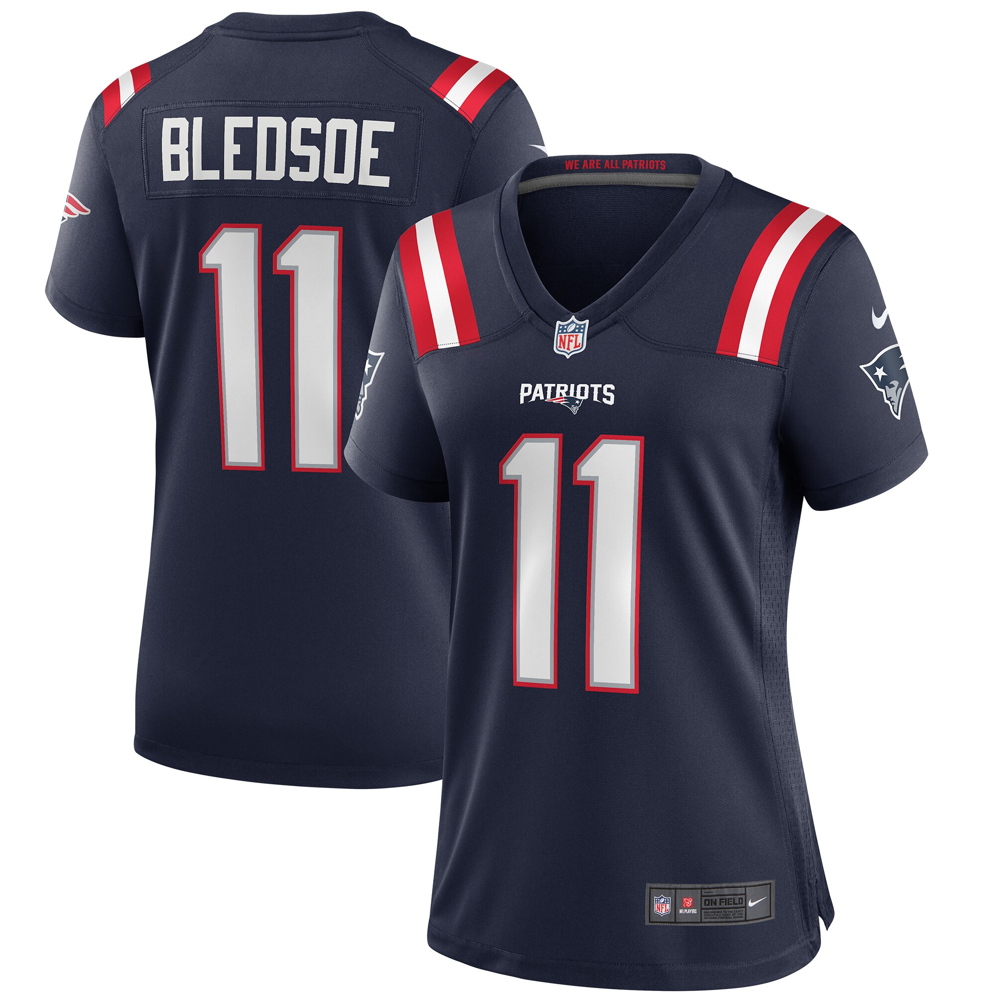 Drew Bledsoe New England Patriots Nike Women's Game Retired Player Jersey - Navy - vstockx