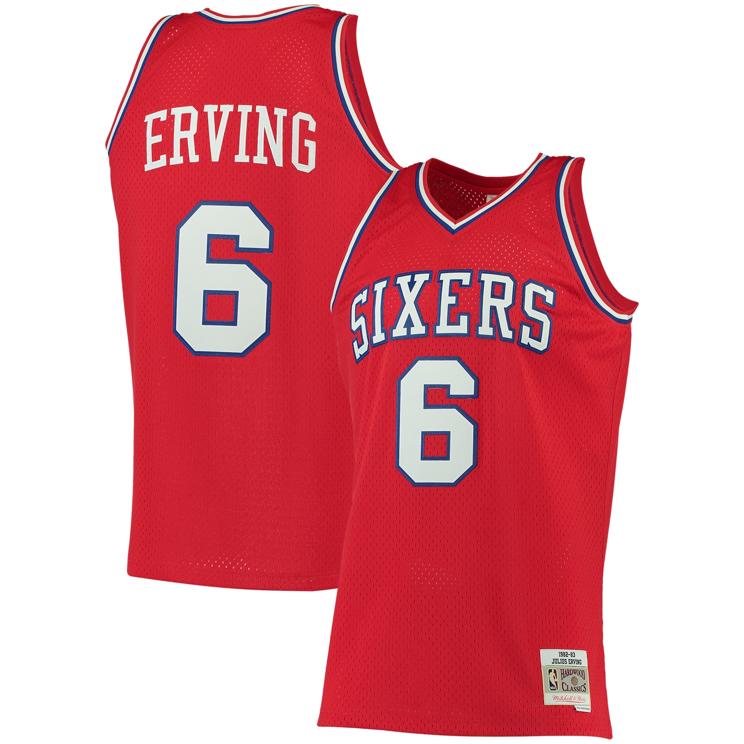 Julius Erving Philadelphia 76ers Mitchell & Ness Big & Tall Hardwood Classics Jersey - Red - vstockx
