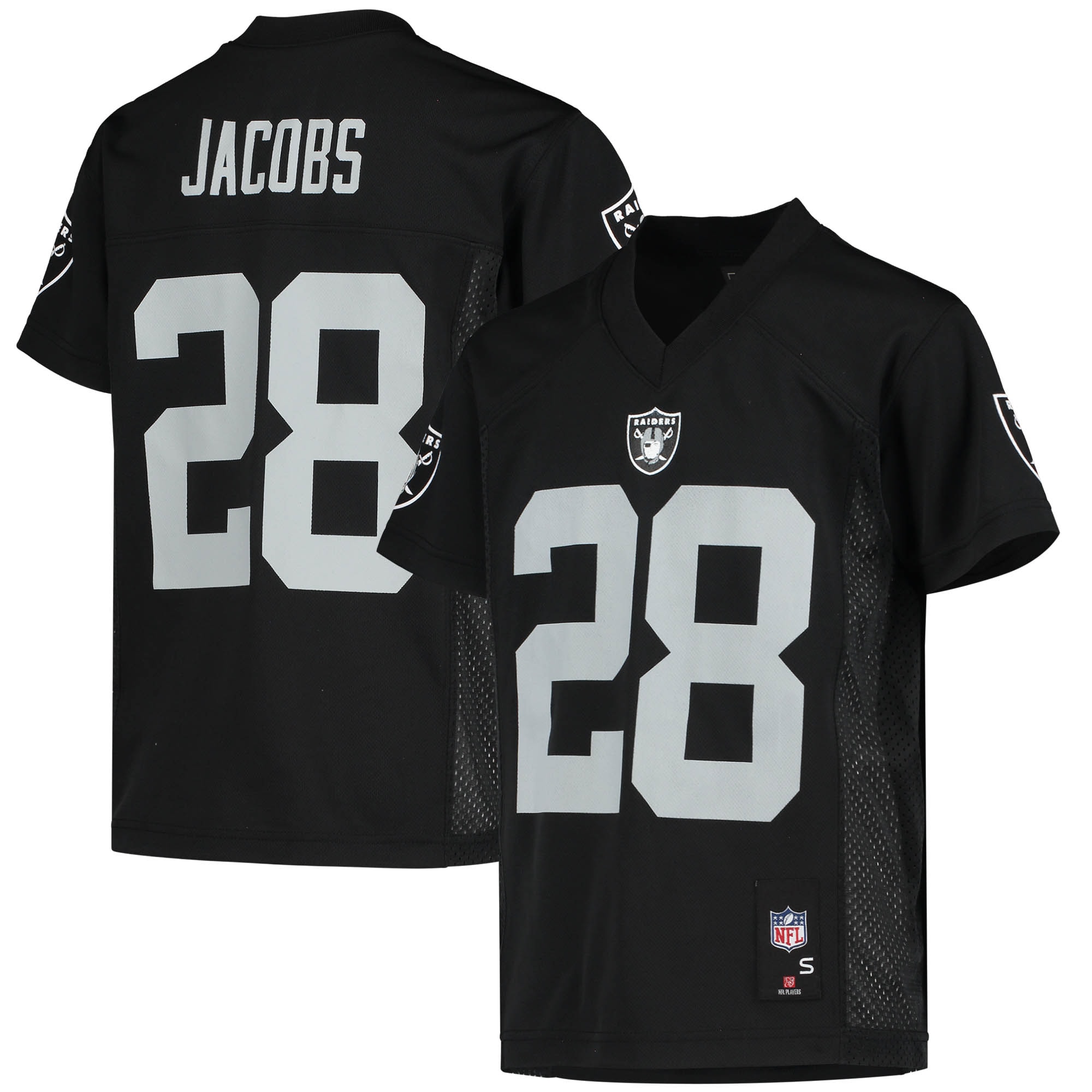 Josh Jacobs Las Vegas Raiders Youth Replica Player Jersey - Black - vstockx