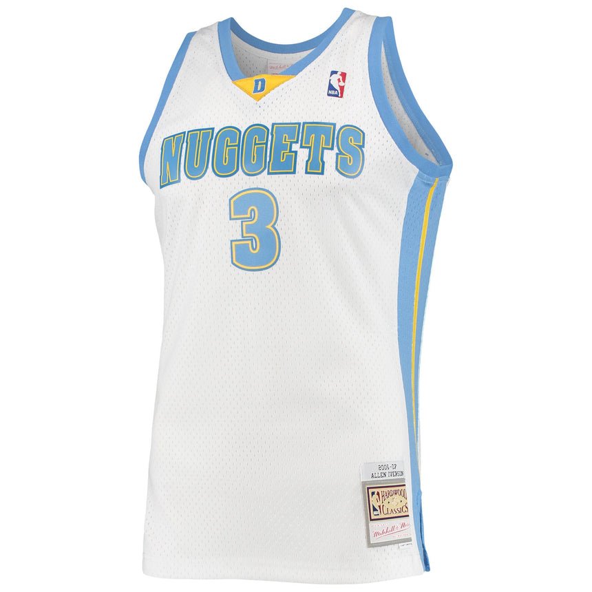 Men's Mitchell & Ness Allen Iverson White Denver Nuggets 2006-07 Hardwood Classics Swingman Jersey - vstockx