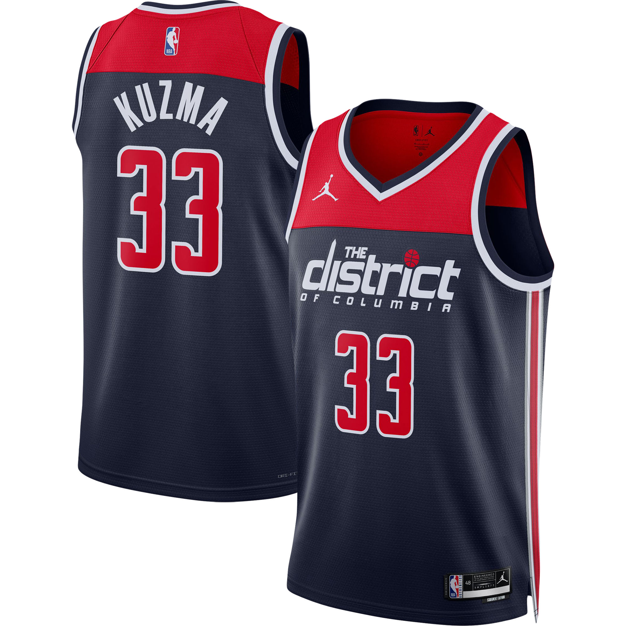 Kyle Kuzma Washington Wizards Jordans Brand Unisex Swingman Jersey - Statement Edition - Navy - vstockx