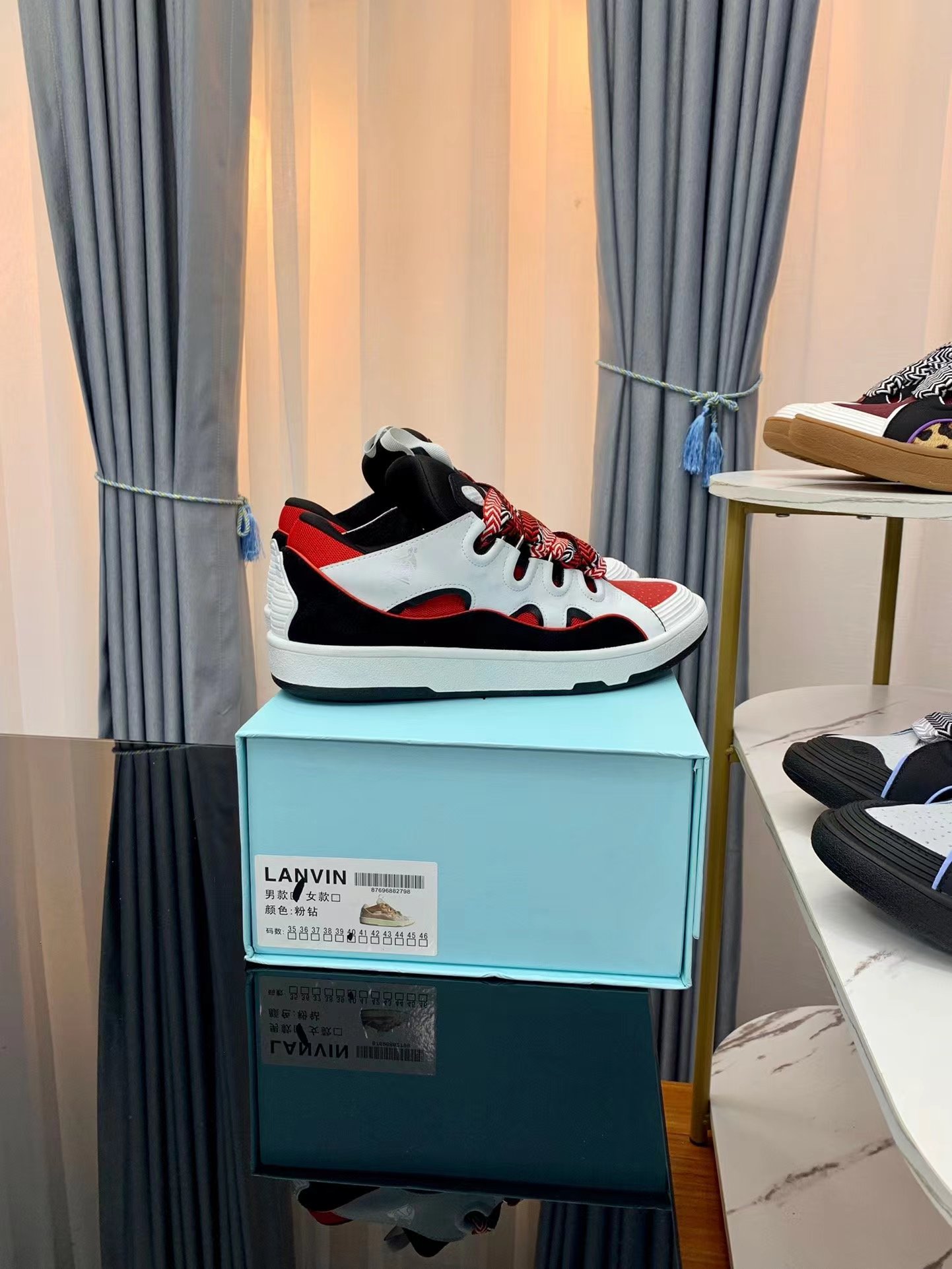 Lanvin Leather Curb Red and white - vstockx